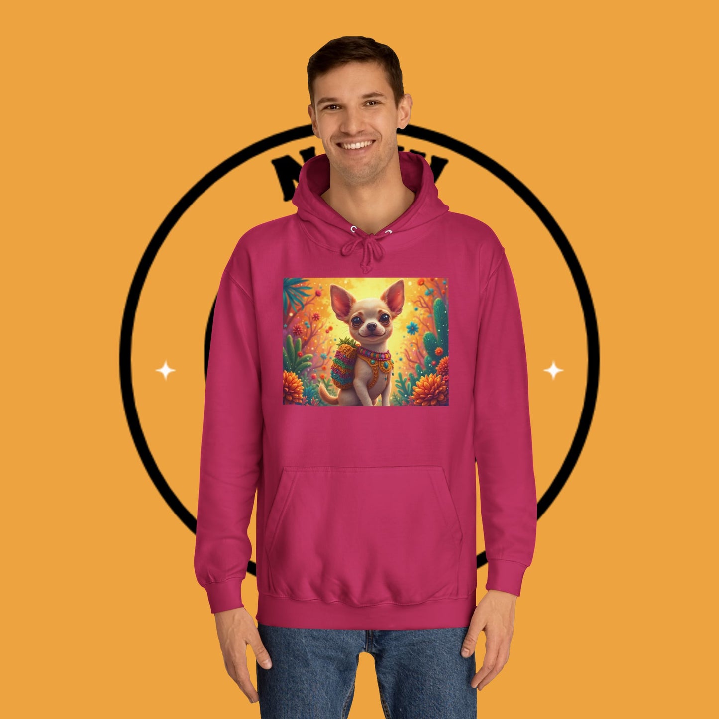 "Mexican Fiesta Chihuahua Hoodie | Day of Dead Dog Art | Colorful Desert Cactus Design | Cinco de Mayo Gift"