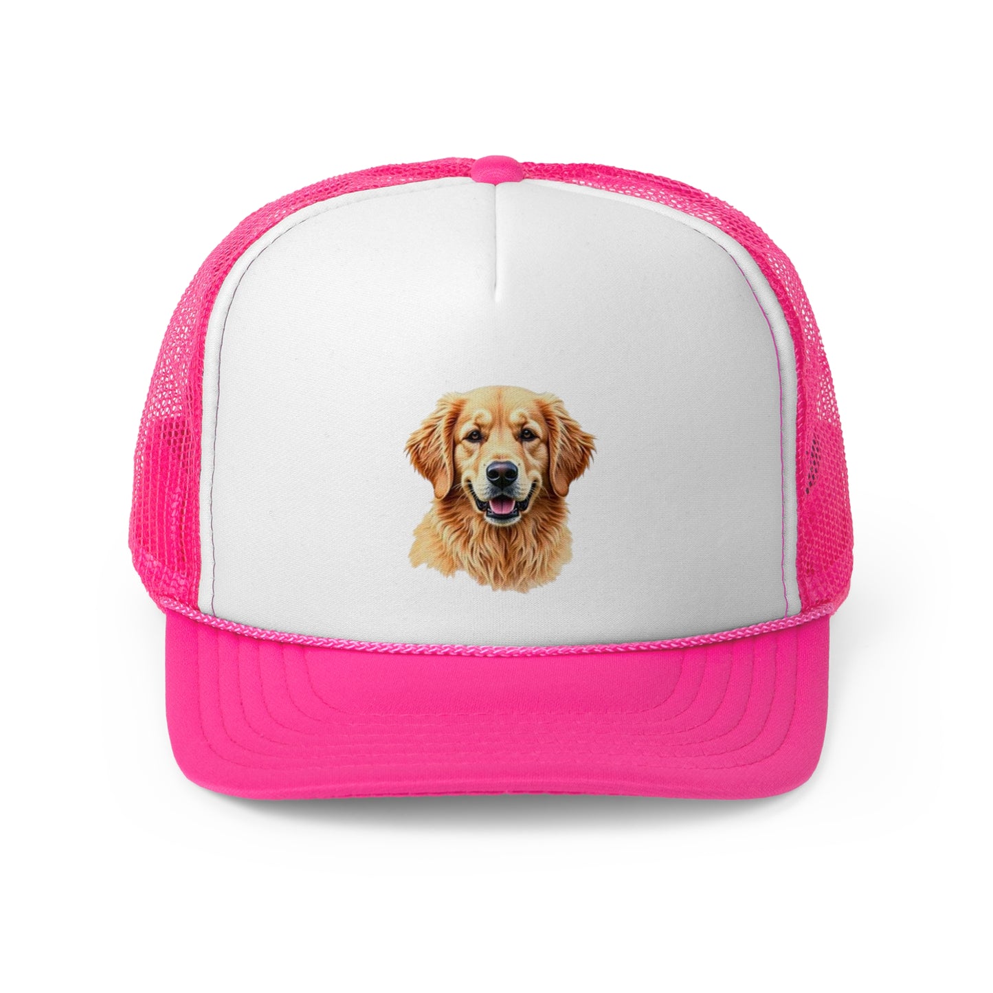 Golden Retriever Portrait Trucker Hat - Happy Dog Watercolor Art Style Cap - Perfect for Pet Lovers