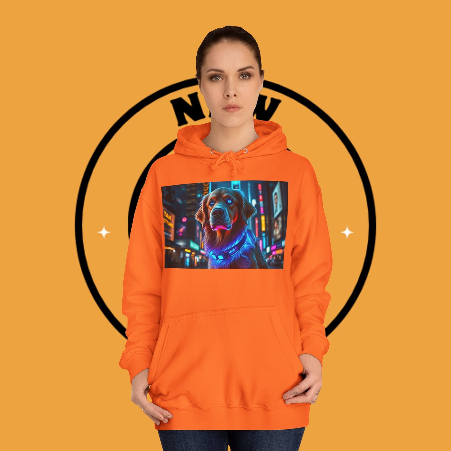 Neon City Lights – Futuristic Urban Dog Hoodie - Unisex Hoodies