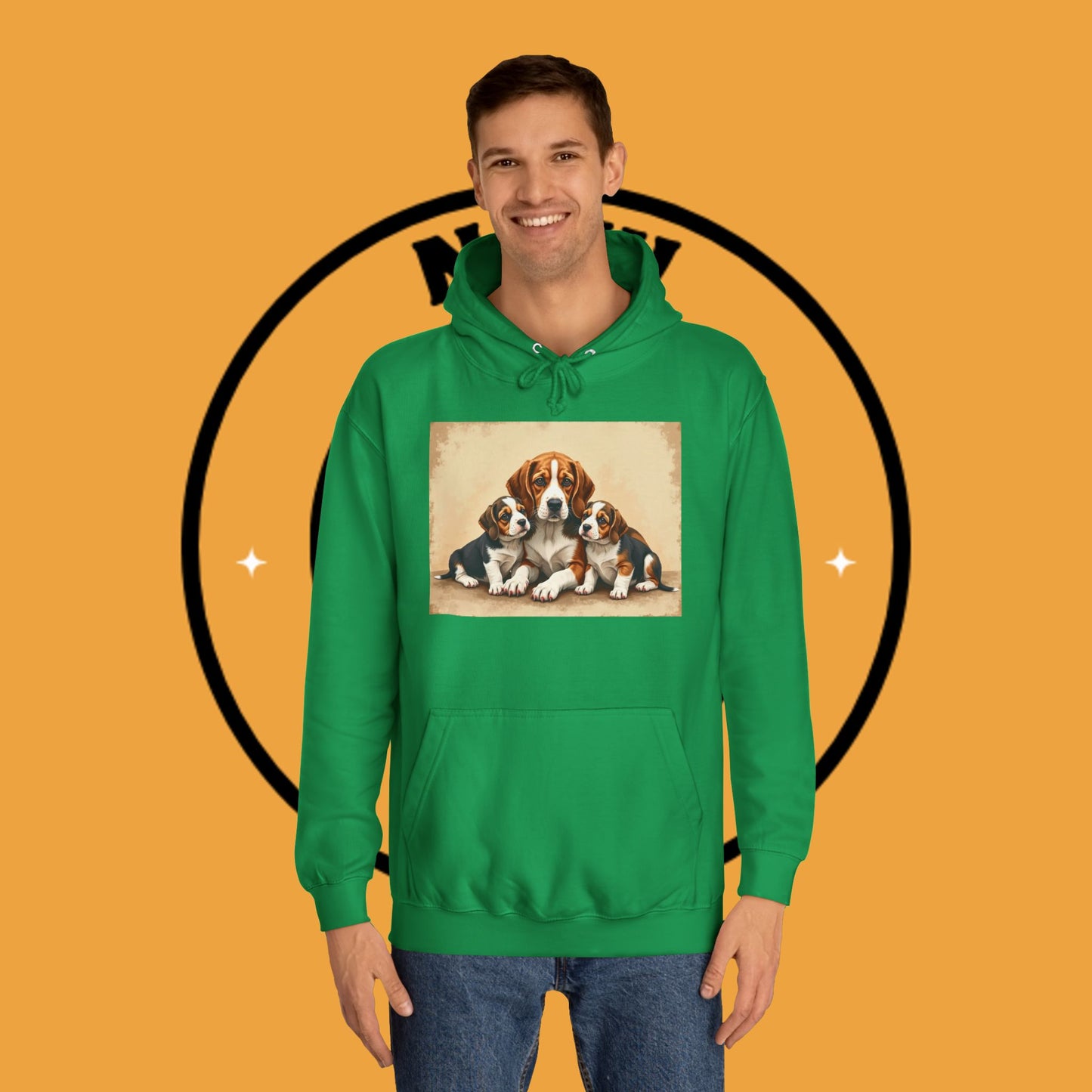 π¨βπ©βπ§βπ¦ Beagle Family Portrait Hoodie - Love Multiplied by Three! πΎ - Unisex Hoodie
