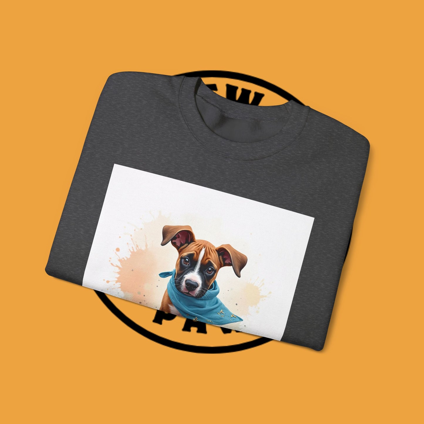 Watercolor Puppy Bandana Crewneck Sweatshirt - Artistic Dog Portrait - Unique Pet Lover Gift