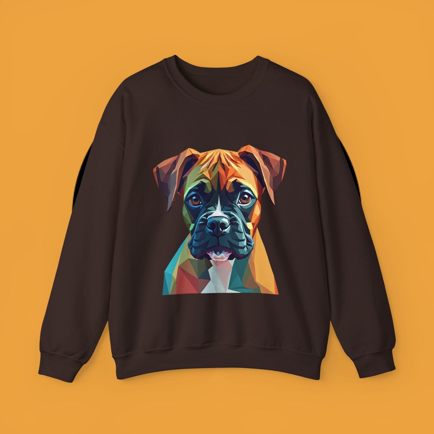 Geometric Boxer Dog Crewneck Sweatshirt - Polygon Art Pet Portrait - Modern Design Lover Gift