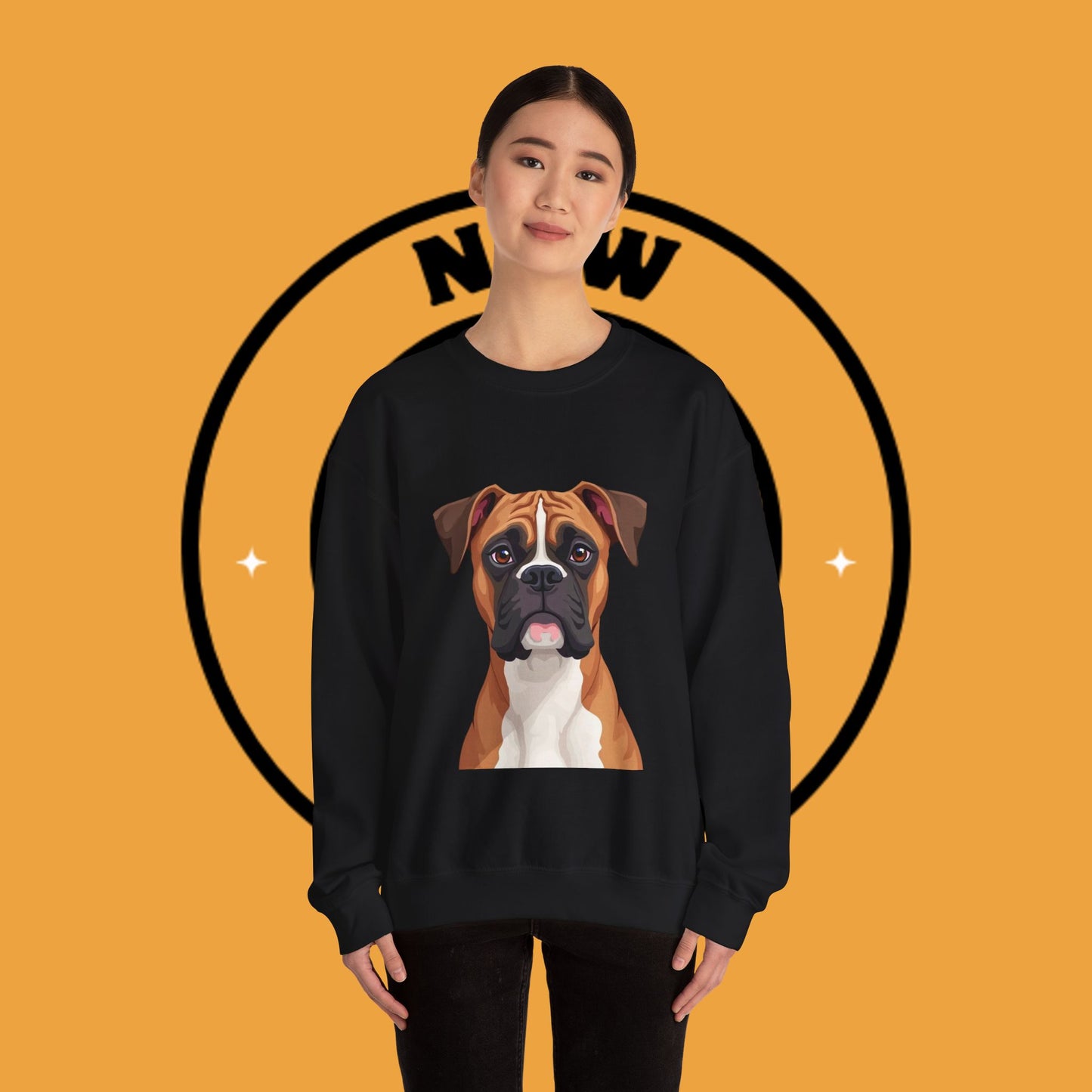 Classic Boxer Dog Portrait Crewneck Sweatshirt | Elegant Dog Lover Gift | Minimalist Boxer Art