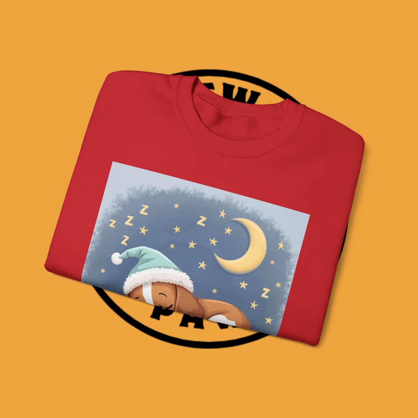 Sleeping Dog Crewneck Sweatshirt - Cute Beagle Design with Moon and Stars