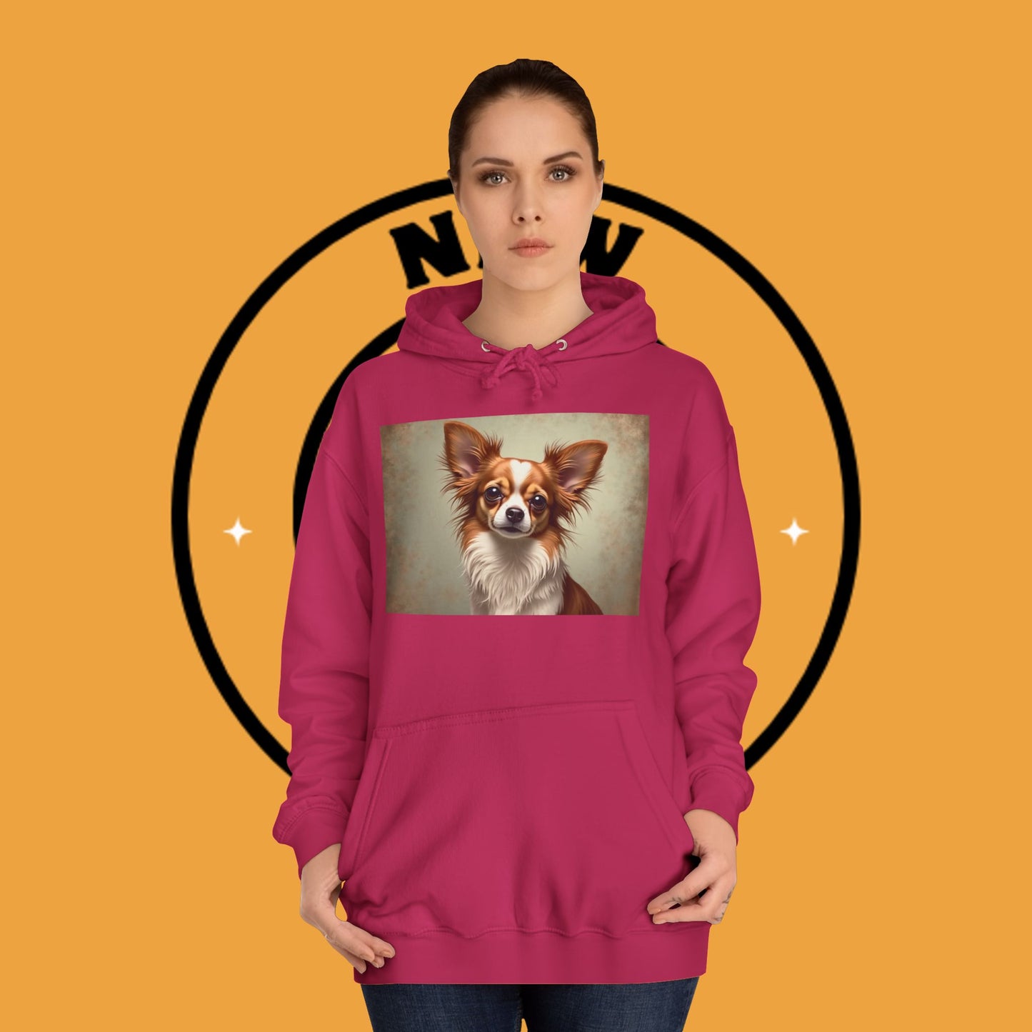 "Long Haired Chihuahua Portrait Hoodie | Elegant Pet Art | Classic Dog Painting Style | Beautiful Chihuahua Gift"