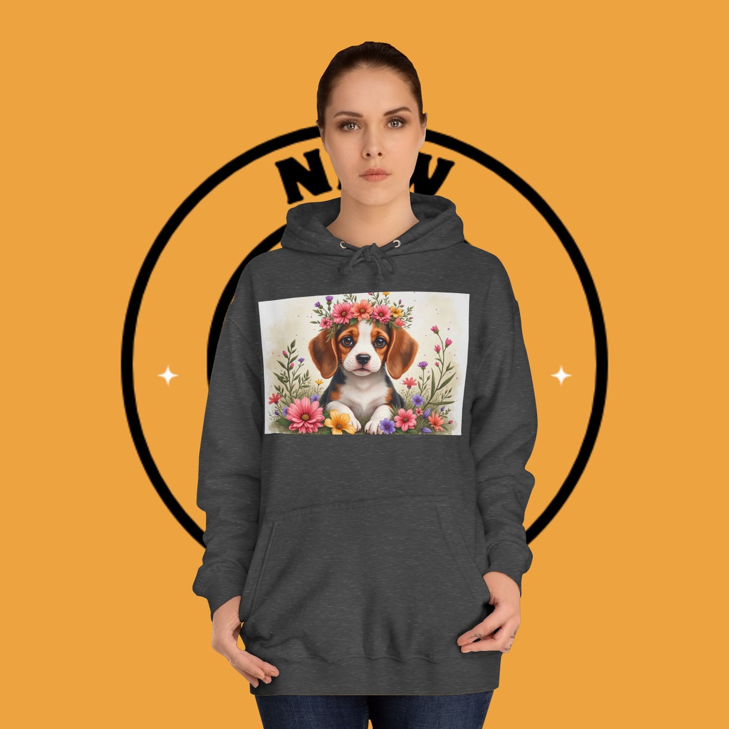 ๐ธ Enchanted Garden Beagle Hoodie - Where Cuteness Blooms! ๐ถ - Unisex Hoodie