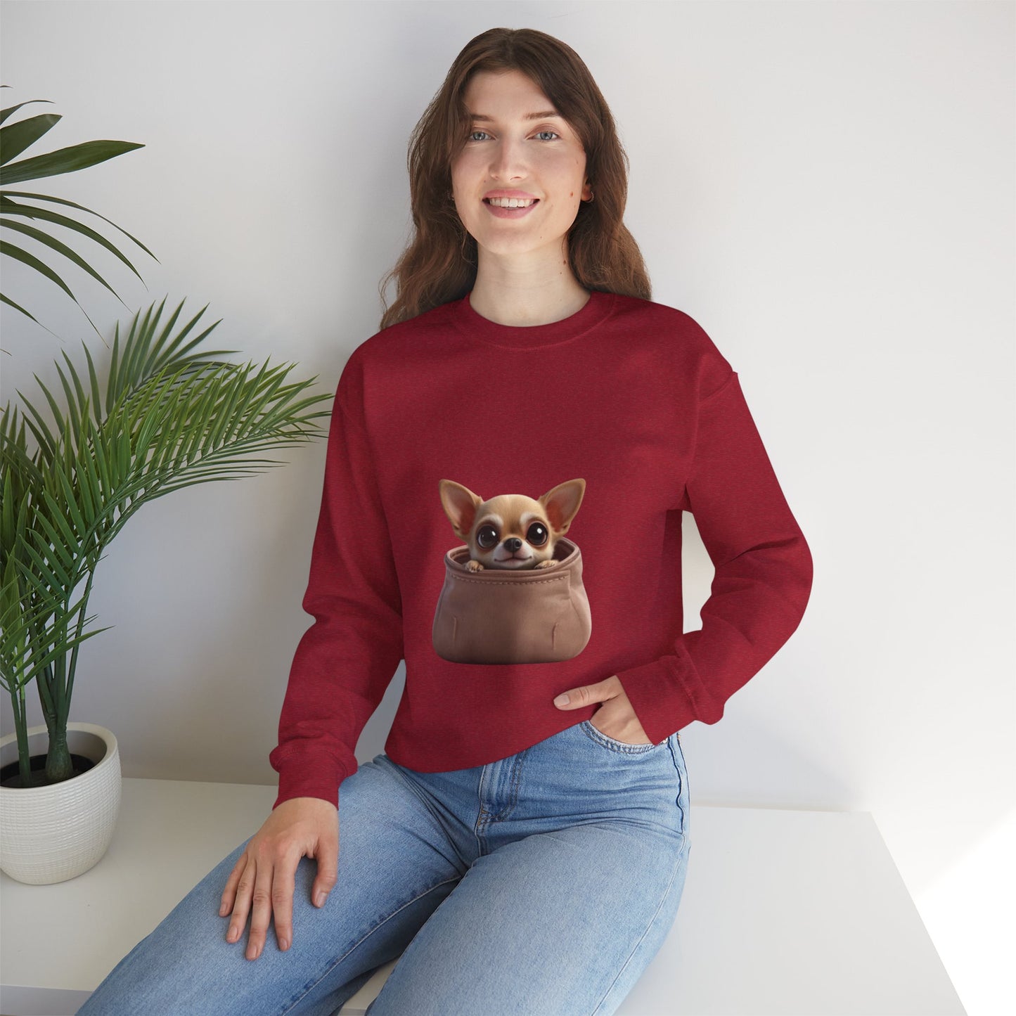 Pocket Chihuahua Sweatshirt - Cute Purse Puppy Design | Small Dog Lover Gift Crewneck