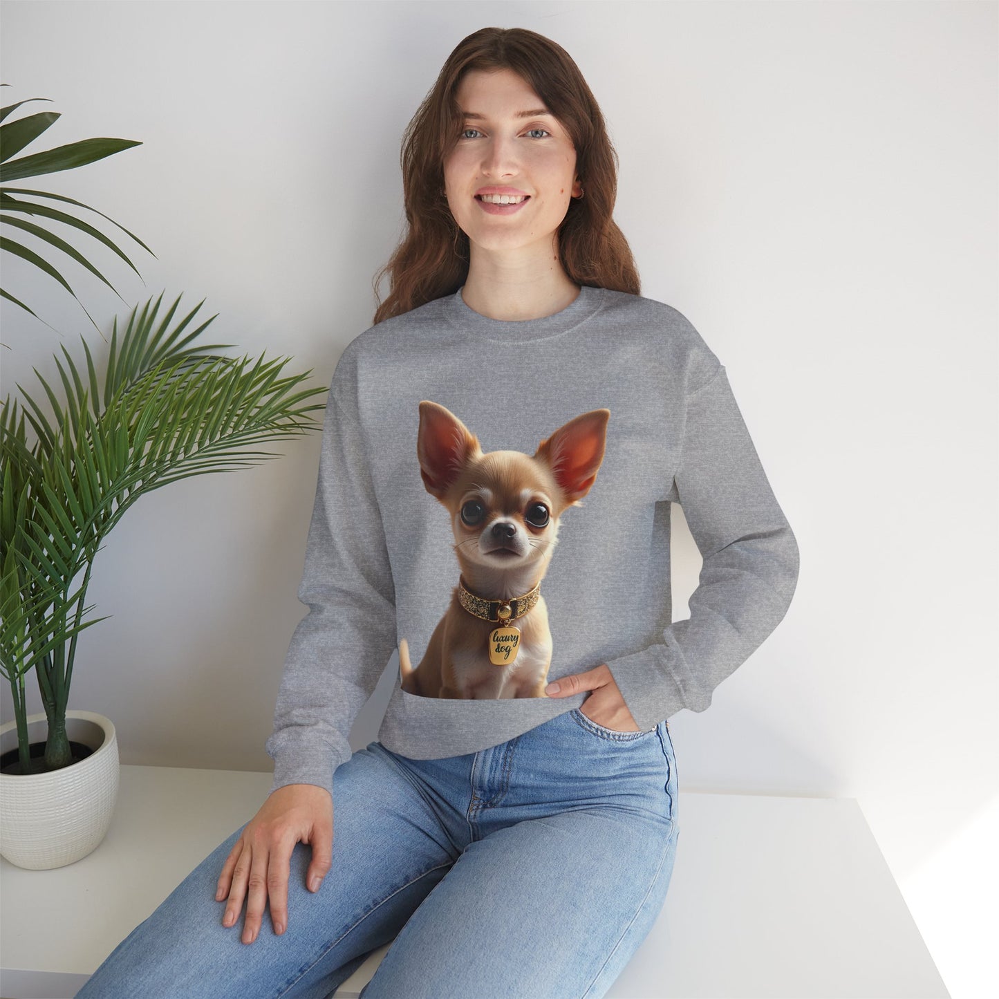 Luxury Chihuahua Sweatshirt | Premium Designer Dog Portrait | High-End Pet Lover Fashion