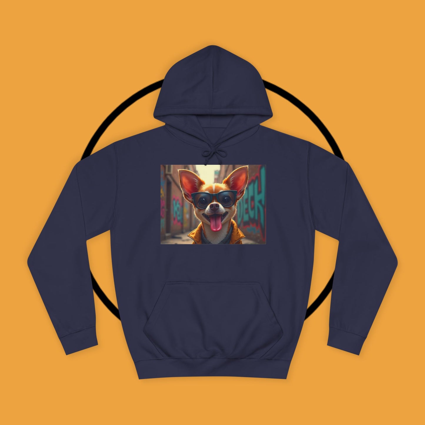 "Hip Chihuahua Sunglasses Hoodie | Cool Street Dog Art | Urban Hipster Pet Fashion | Trendy Animal Streetwear"