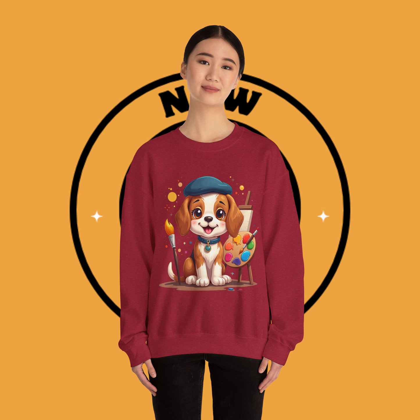 Dog Lover Crewneck Sweatshirt - Beagle Artista π¨ ARTIST BEAGLE SWEATSHIRT - UNLEASH YOUR CREATIVITY! π¨