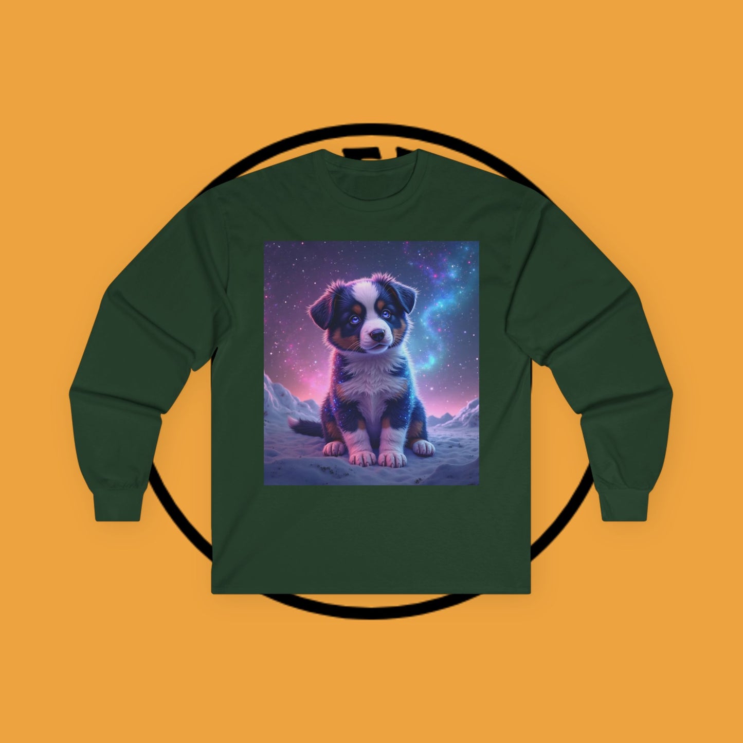 Galaxy Border Collie Puppy Long Sleeve Tee - Cosmic Dog Art Shirt | Space Pet Apparel