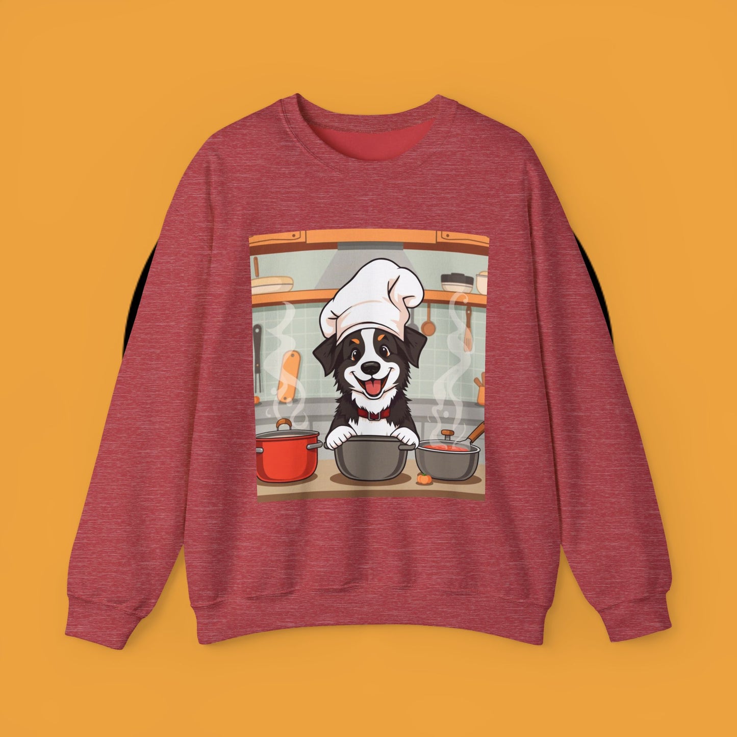 Chef Dog Crewneck Sweatshirt - Cute Puppy Cook with Chef Hat Kitchen Design | Culinary Lover Gift