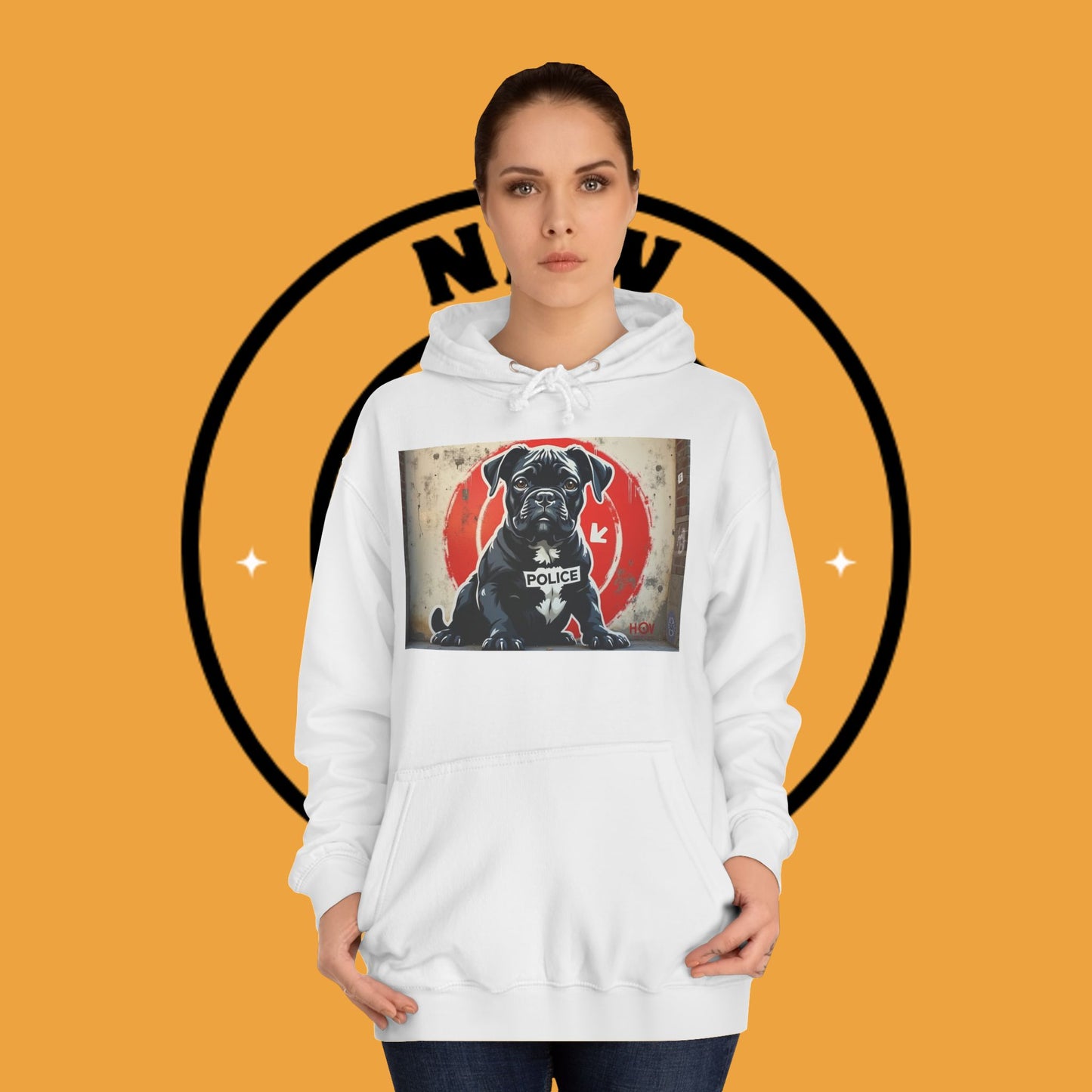 K9 Police Boxer Puppy Hoodie - Street Art Law Enforcement Design | First Responder Gift
