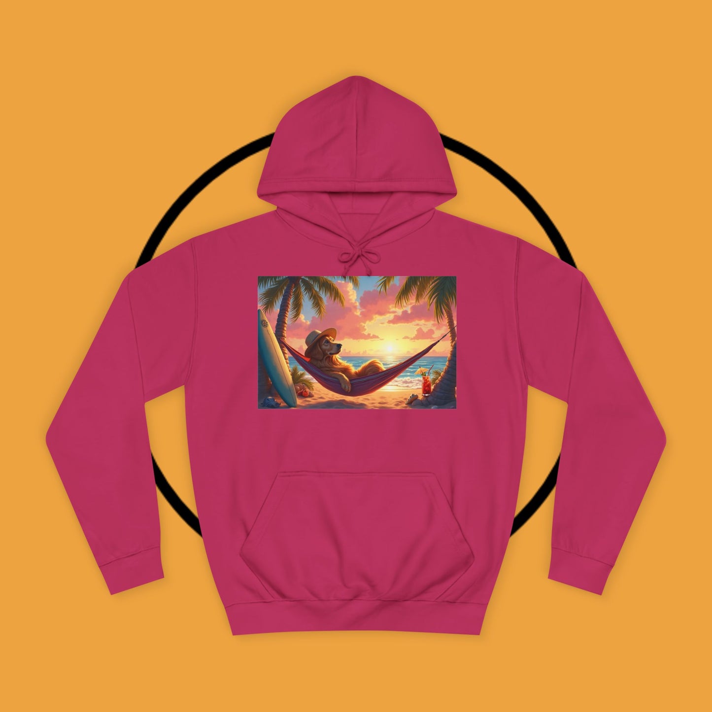 Beachside Bliss Golden Retriever Hammock Hoodie - Unisex Hoodies