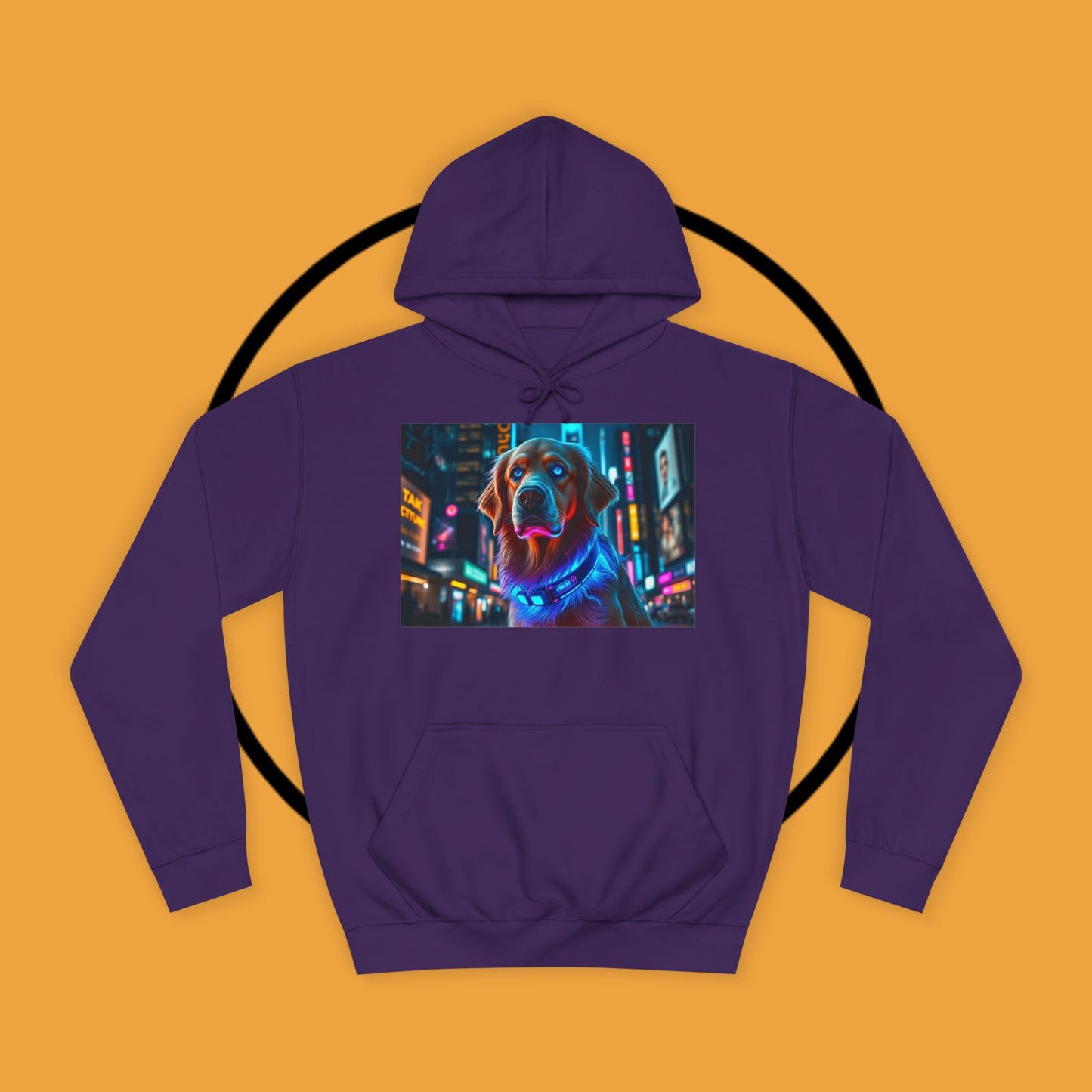 Neon City Lights – Futuristic Urban Dog Hoodie - Unisex Hoodies