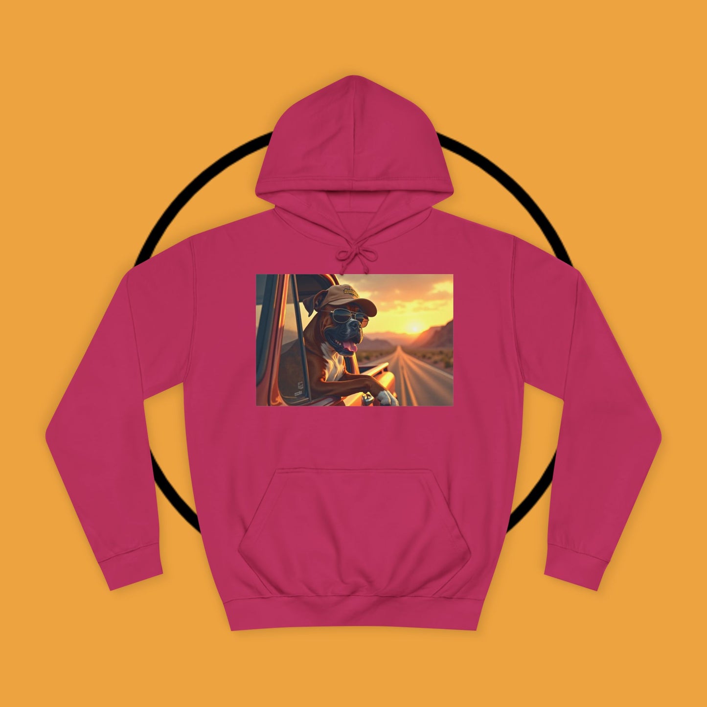 Cool Road Trip Boxer Dog Hoodie - Vintage Sunset Adventure Apparel | Travel Lover Gift