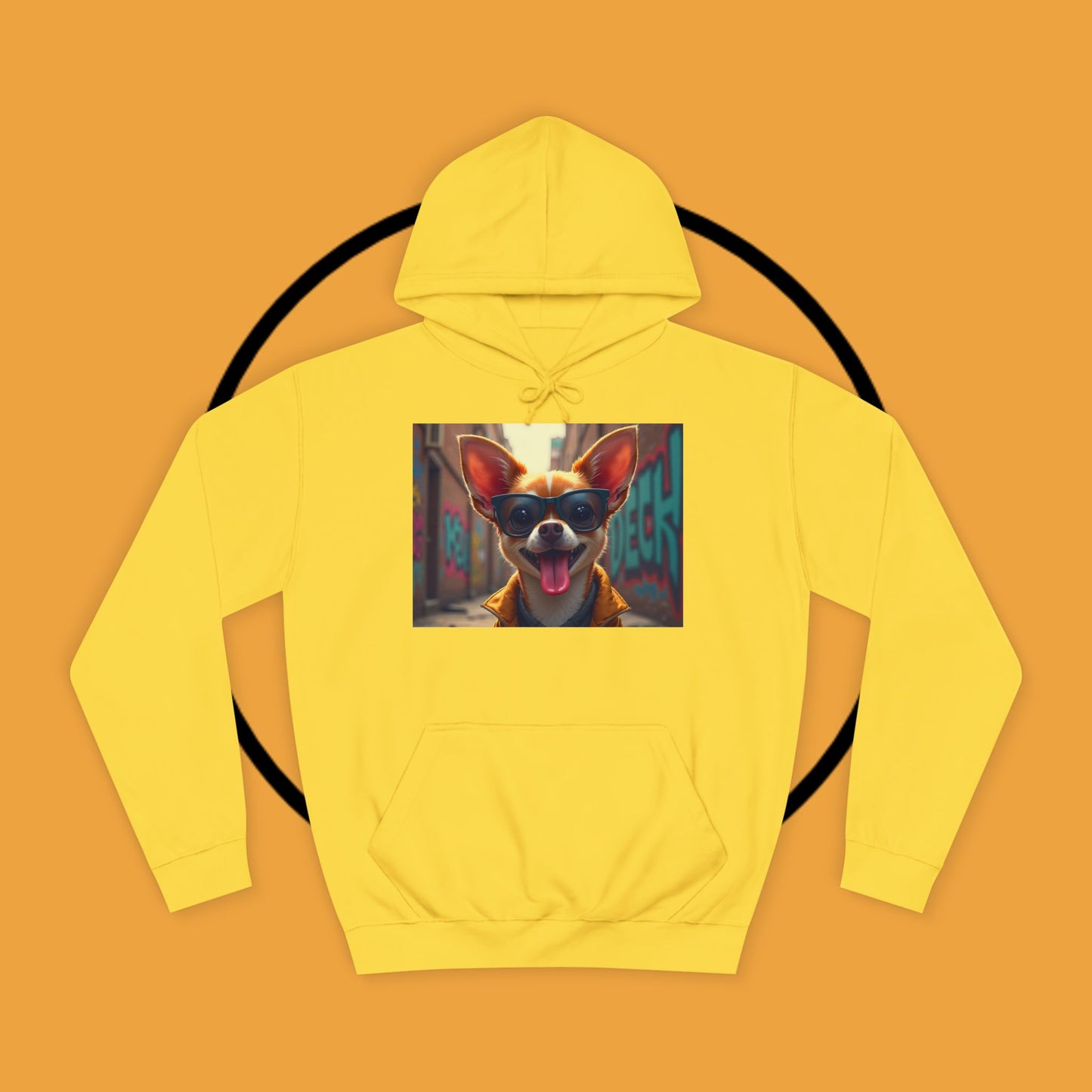 "Hip Chihuahua Sunglasses Hoodie | Cool Street Dog Art | Urban Hipster Pet Fashion | Trendy Animal Streetwear"