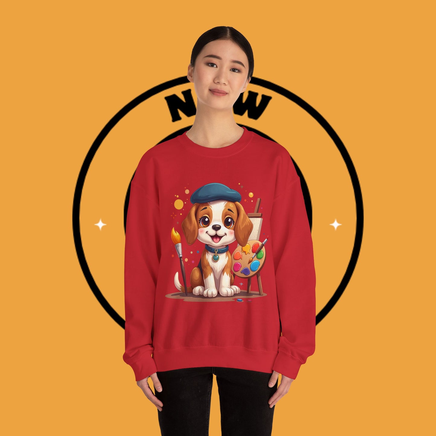 Dog Lover Crewneck Sweatshirt - Beagle Artista π¨ ARTIST BEAGLE SWEATSHIRT - UNLEASH YOUR CREATIVITY! π¨