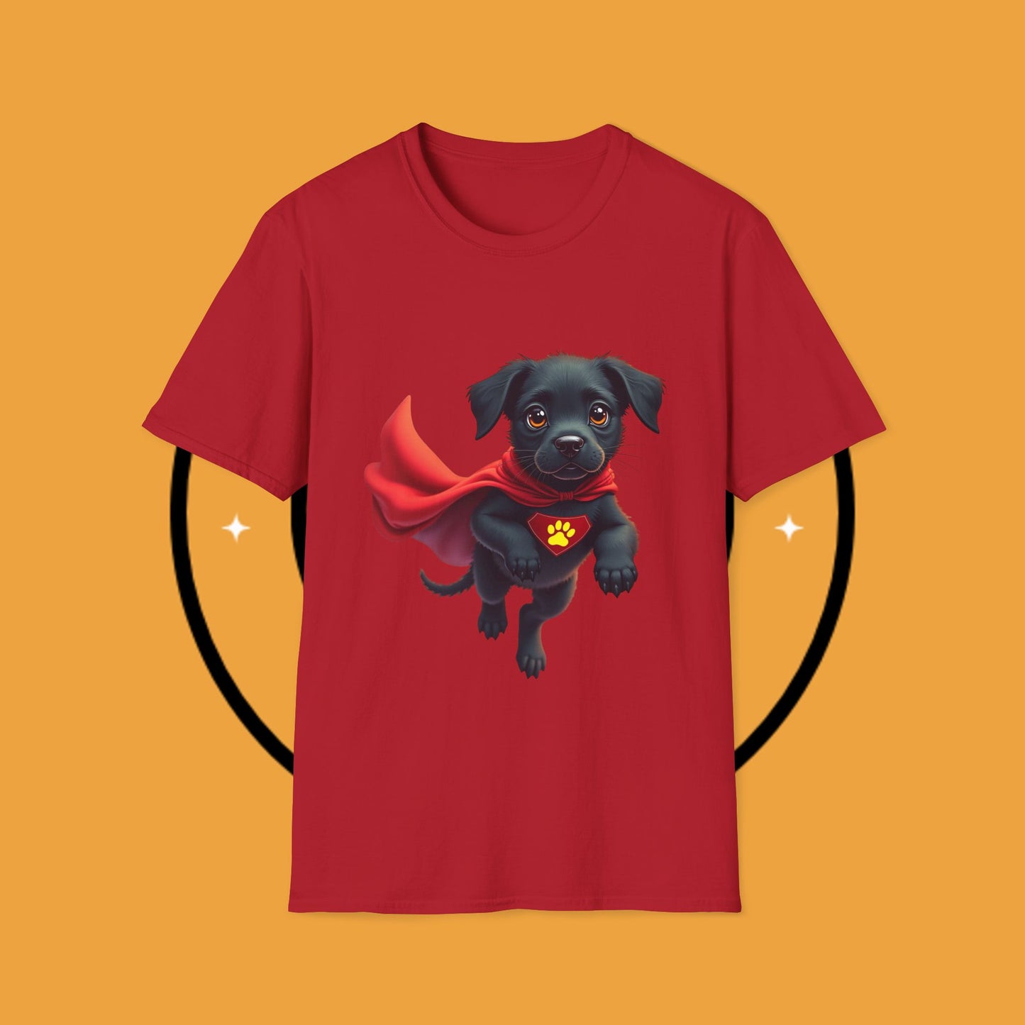 Superhero Retriever Puppy - Dog - Unisex T-Shirt Design Tiny Hero 🦸♂️ | Adorable Black Puppy Superhero T-Shirt for Canine Crusaders