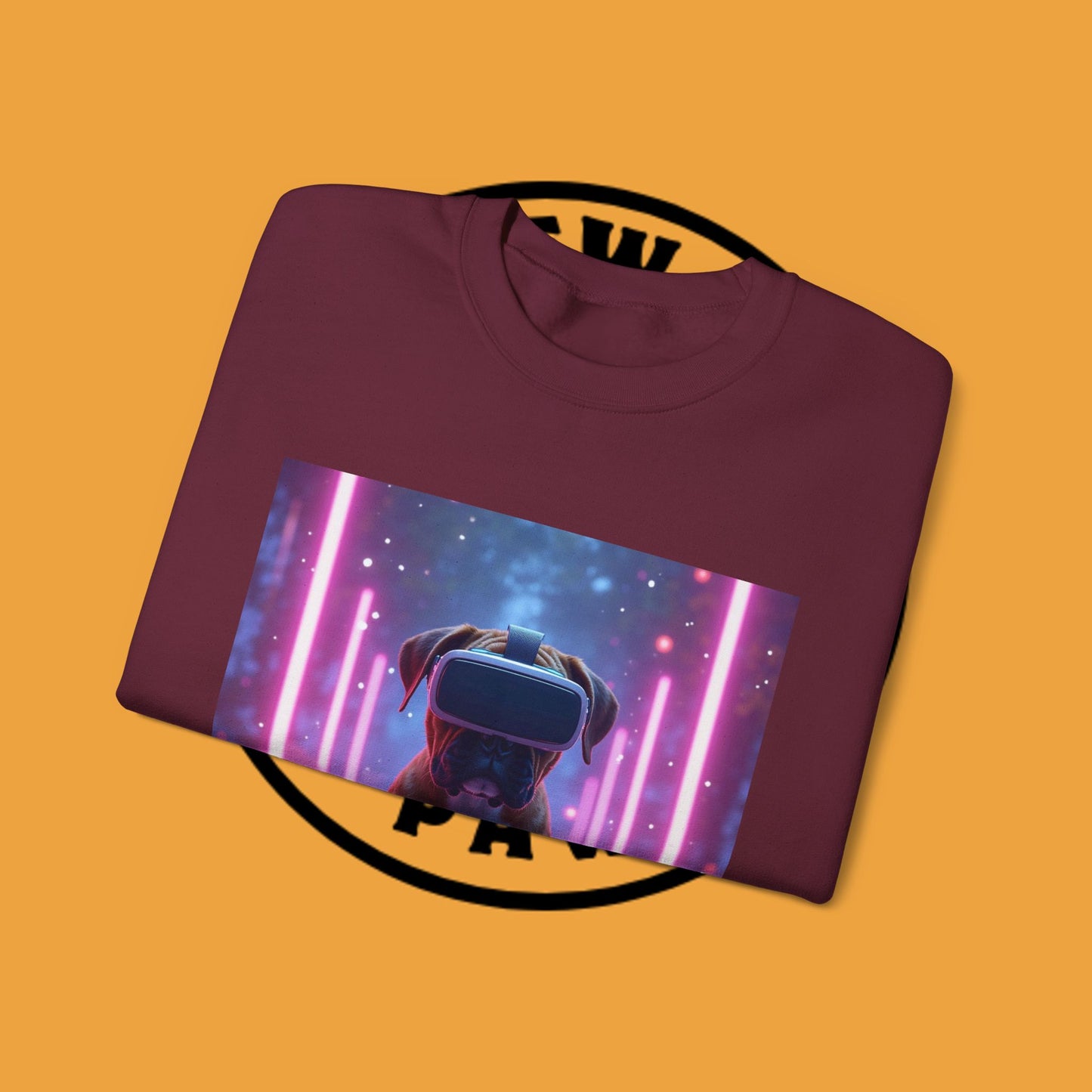 VR Gaming Boxer Dog Crewneck Sweatshirt | Funny Gamer Gift | Virtual Reality Puppy Design