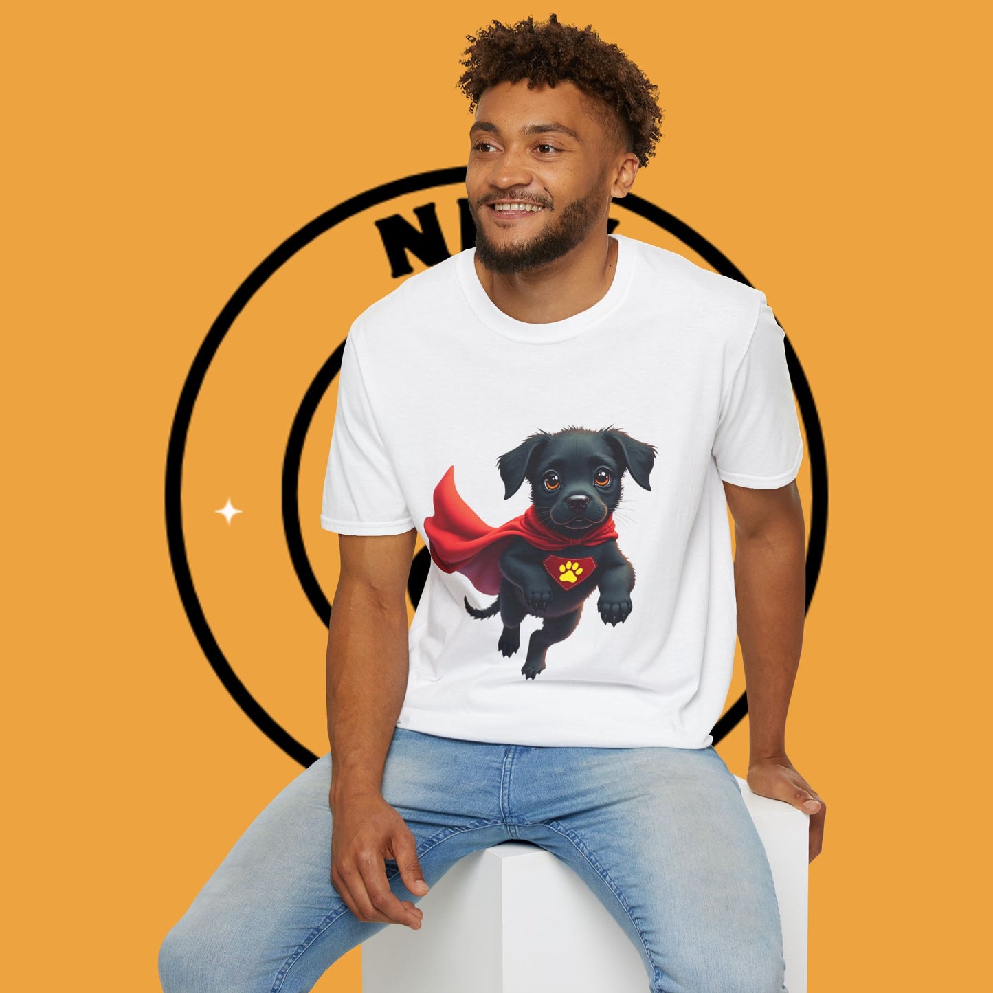Superhero Retriever Puppy - Dog - Unisex T-Shirt Design Tiny Hero 🦸♂️ | Adorable Black Puppy Superhero T-Shirt for Canine Crusaders