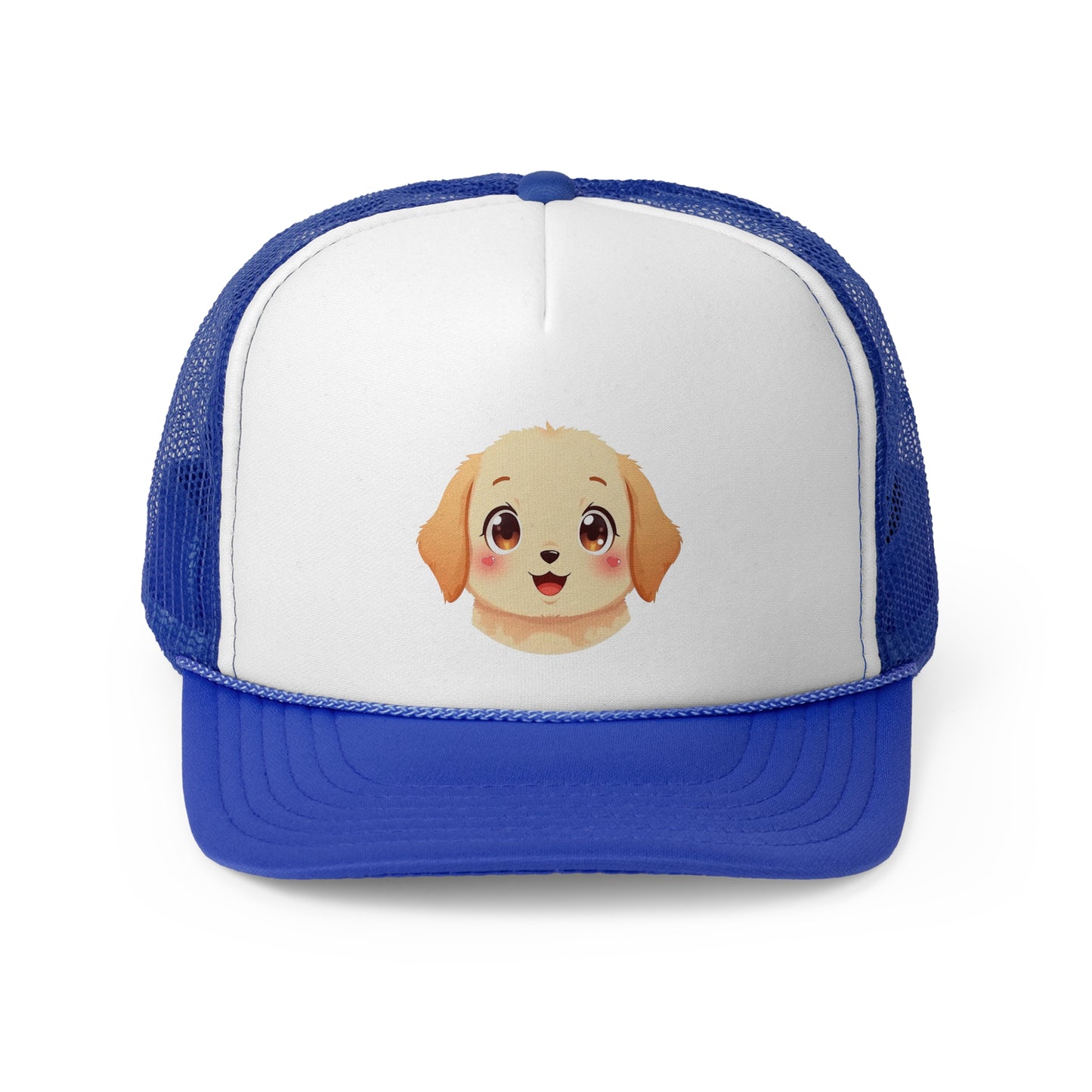 Kawaii Golden Puppy Trucker Cap - Super Cute Chibi Anime Design - Unisex Cute Cap