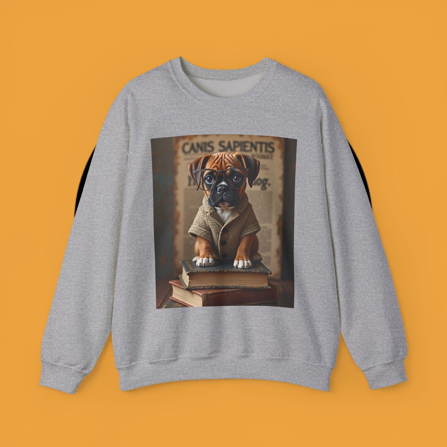 Professor Puppy Glasses Crewneck Sweatshirt - Scholarly Dog Design - Academic Pet Lover Gift