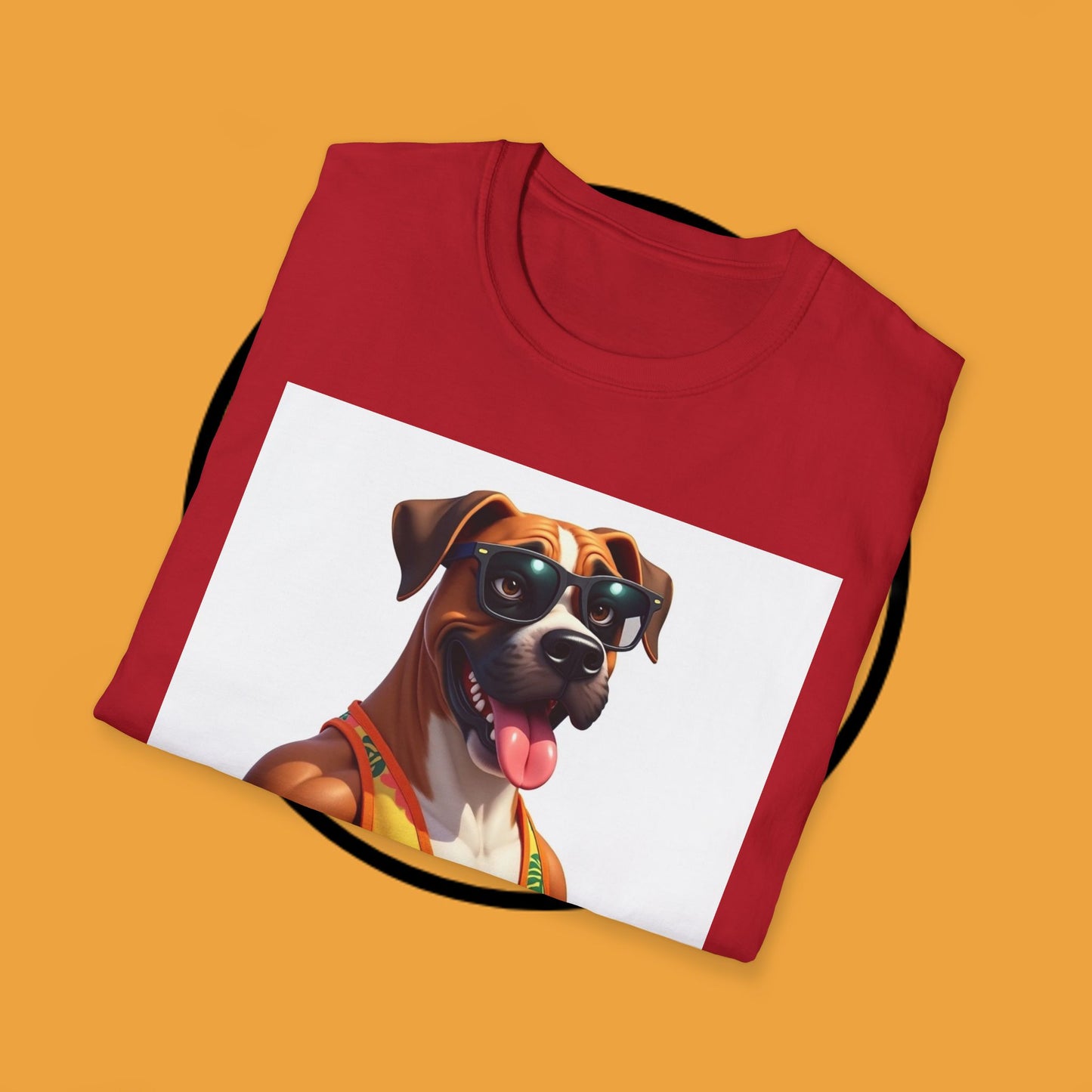 "Buff Beach Boxer" Summer Vacation T-Shirt / Buff Boxer Dog T-Shirt - Funny Muscular Beach Dog Tee