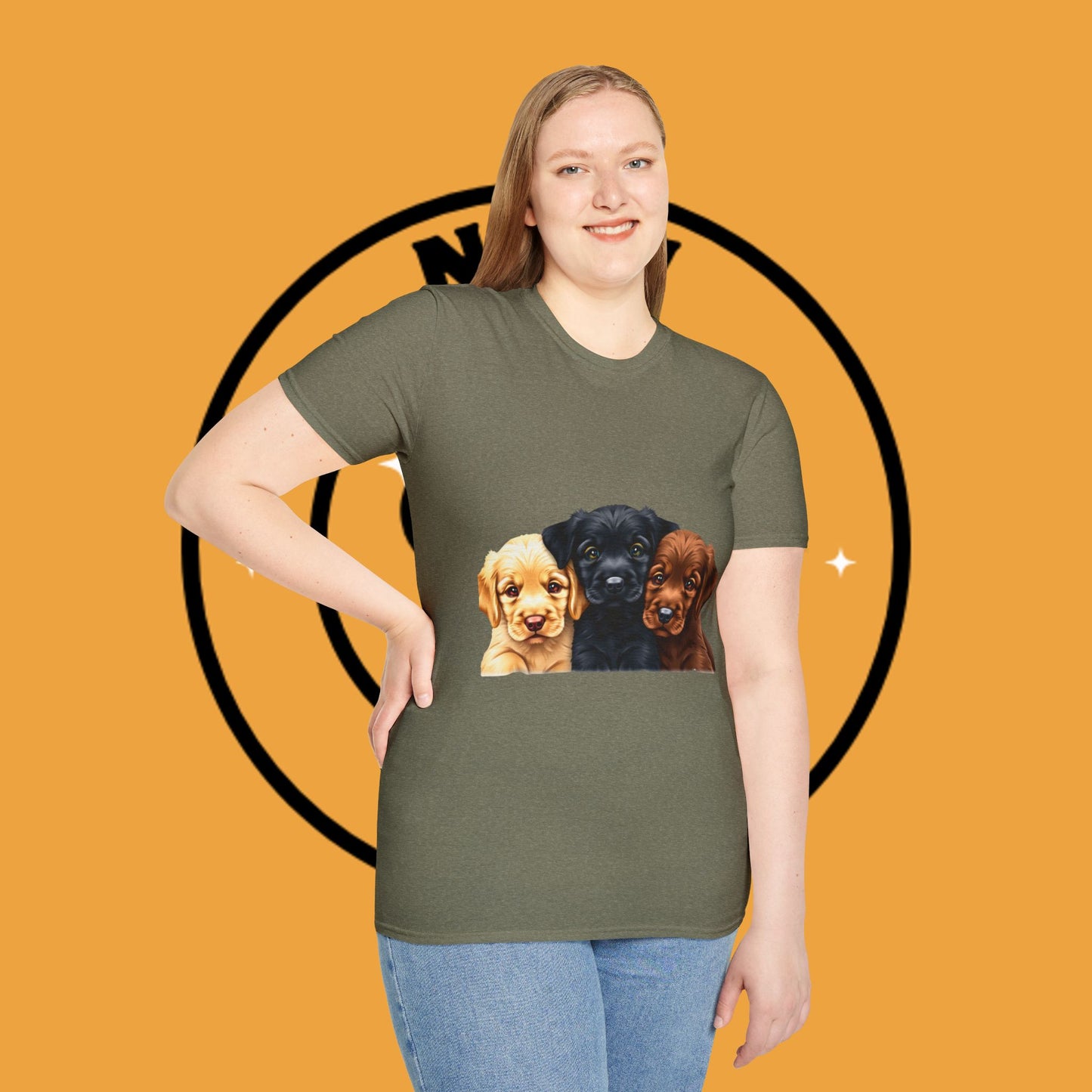 3 Adorable Retrievers Puppys - Dog - Unisex T-Shirt Design "Retriever Squad ๐พ | Trio of Cuteness T-Shirt for Dog Devotees"