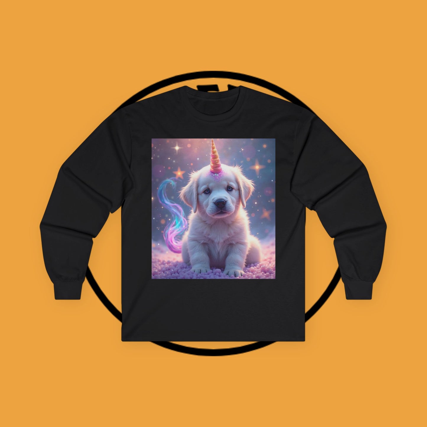 Magical Unicorn Puppy - Cosmic Fantasy Rainbow Horn Puppy Design - Unicorn Puppy with Sparkly Horn and Magic Tail - Long Sleeve T-Shirt for Fantasy Lovers π¦β¨