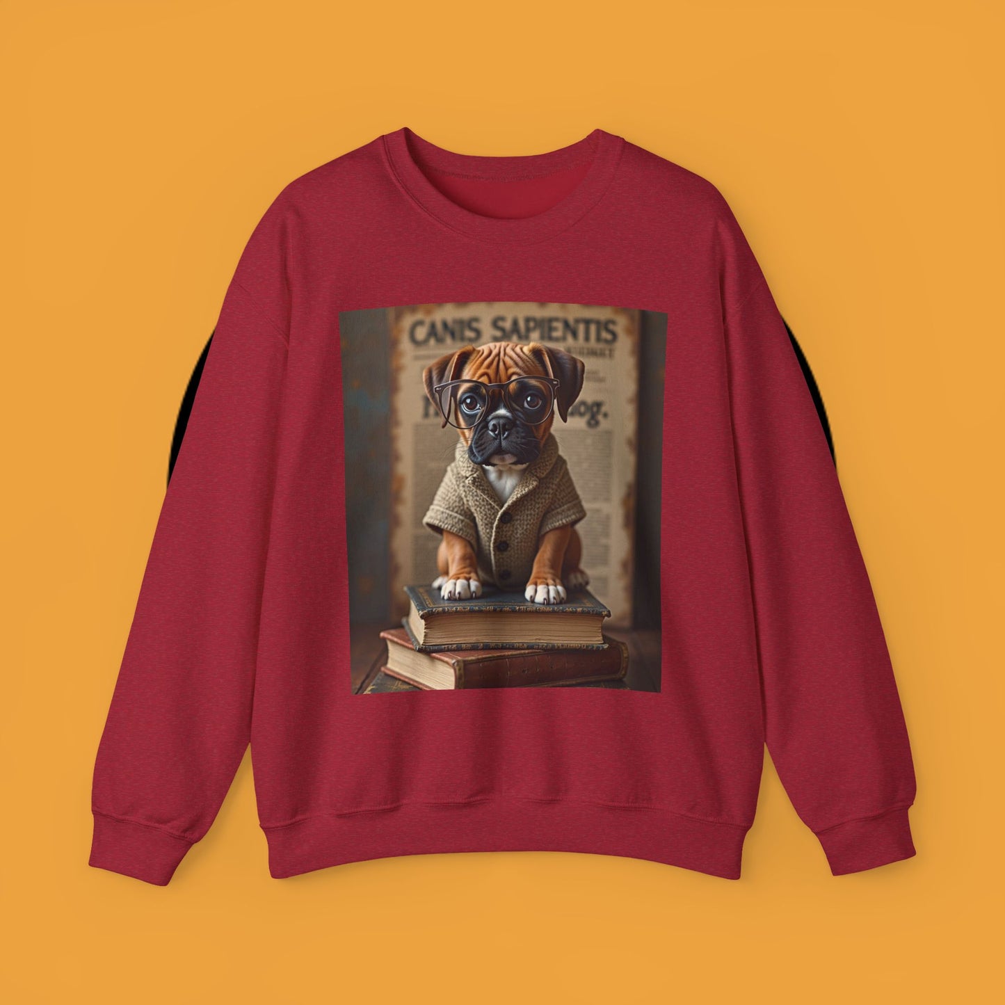 Professor Puppy Glasses Crewneck Sweatshirt - Scholarly Dog Design - Academic Pet Lover Gift