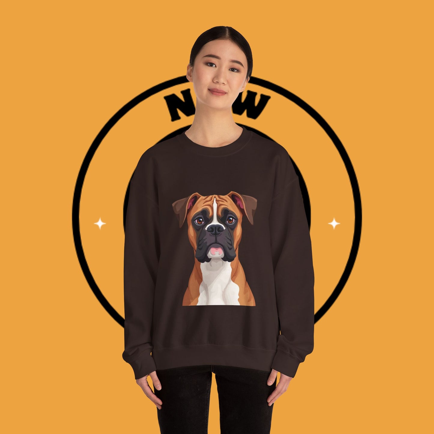 Classic Boxer Dog Portrait Crewneck Sweatshirt | Elegant Dog Lover Gift | Minimalist Boxer Art