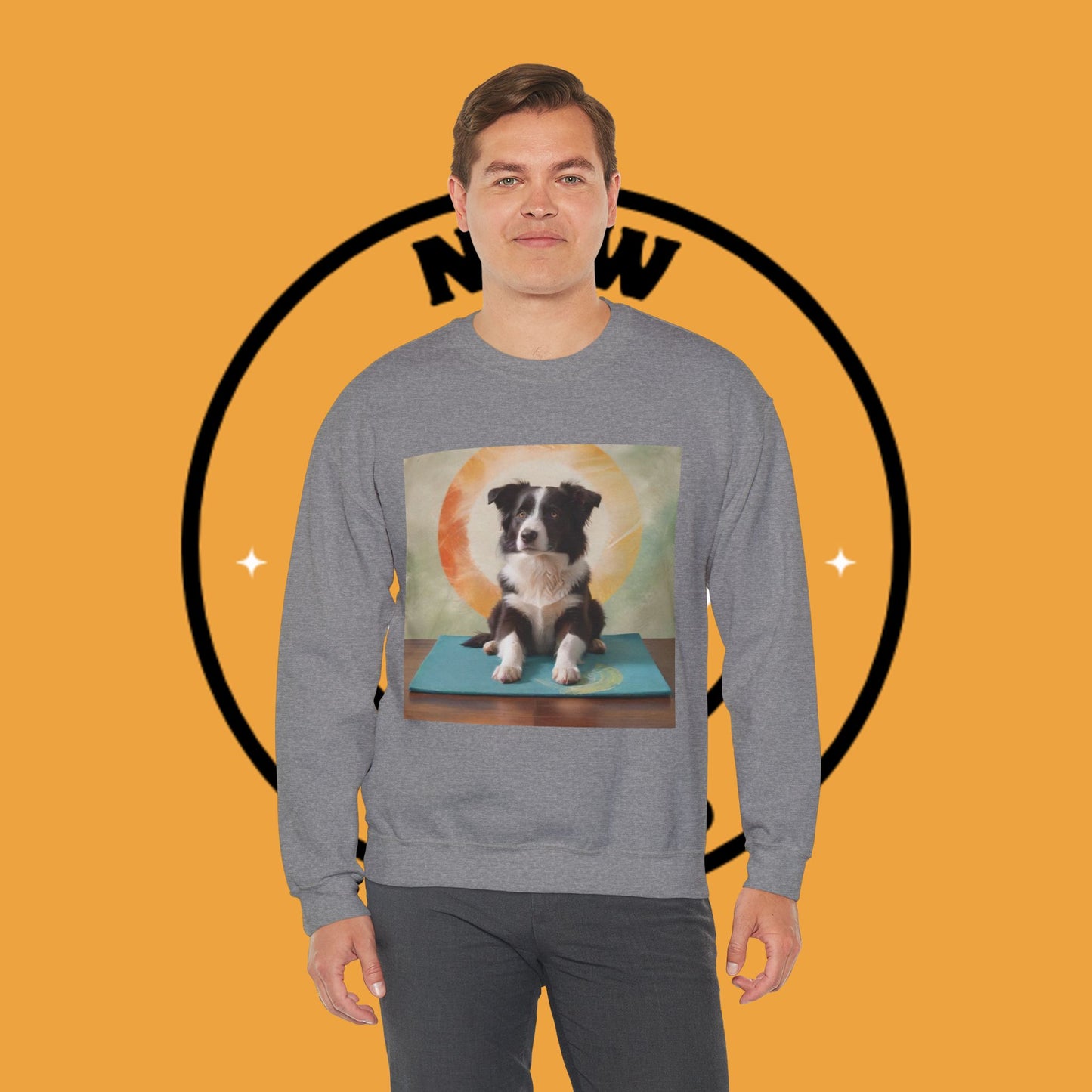 Zen Border Collie Yoga Dog Crewneck Sweatshirt - Meditation Pet Lover Gift | Spiritual Animal Art
