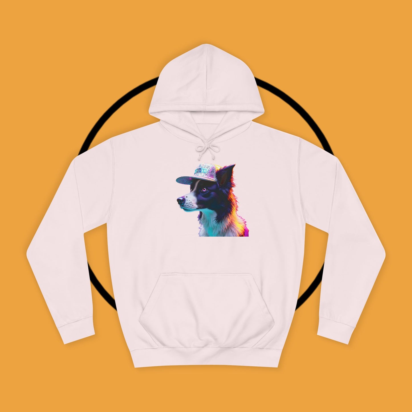 "Neon Rainbow Dog Hoodie - Vibrant Border Collie Street Art Design | Unisex Premium Streetwear"