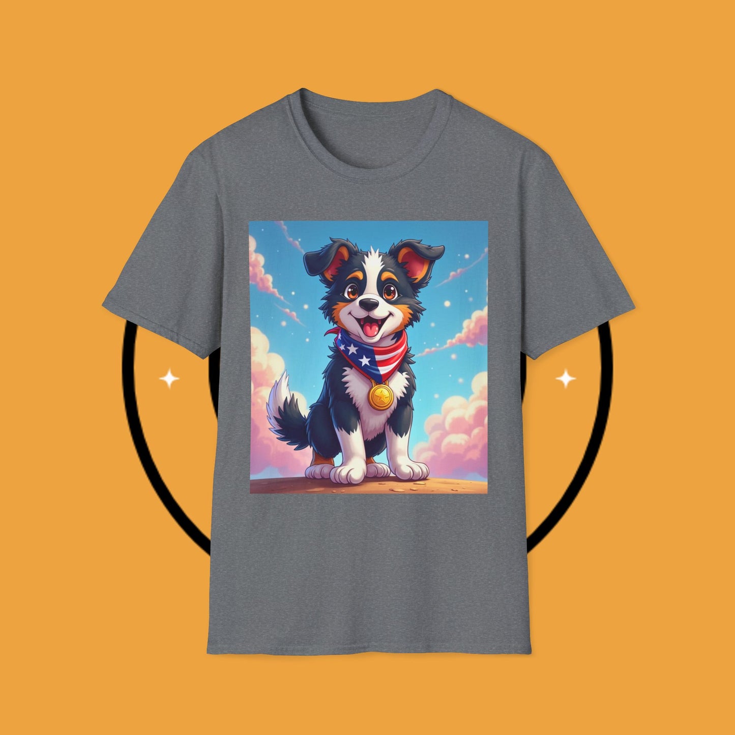 "All-American Champion Puppy" - Patriotic Hero Dog T-Shirt - Patriotic Puppy Dog T-Shirt - American Flag Bandana Champion Dog Tee | USA Pride Pet Lover Gift