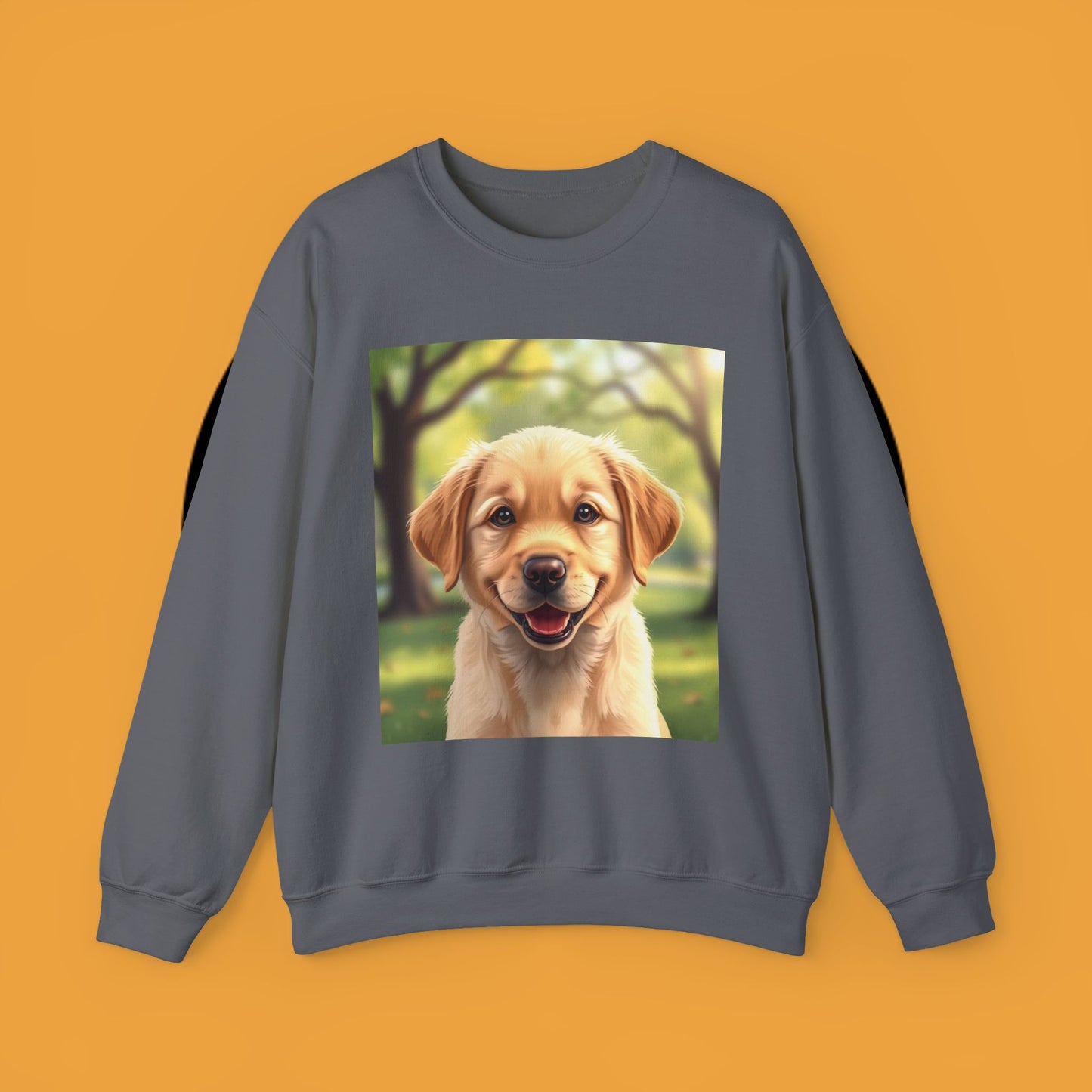 Crewneck Sweatshirt - Adorable Puppy Smiling in the Park - Sweet and Happy Golden Retriever
