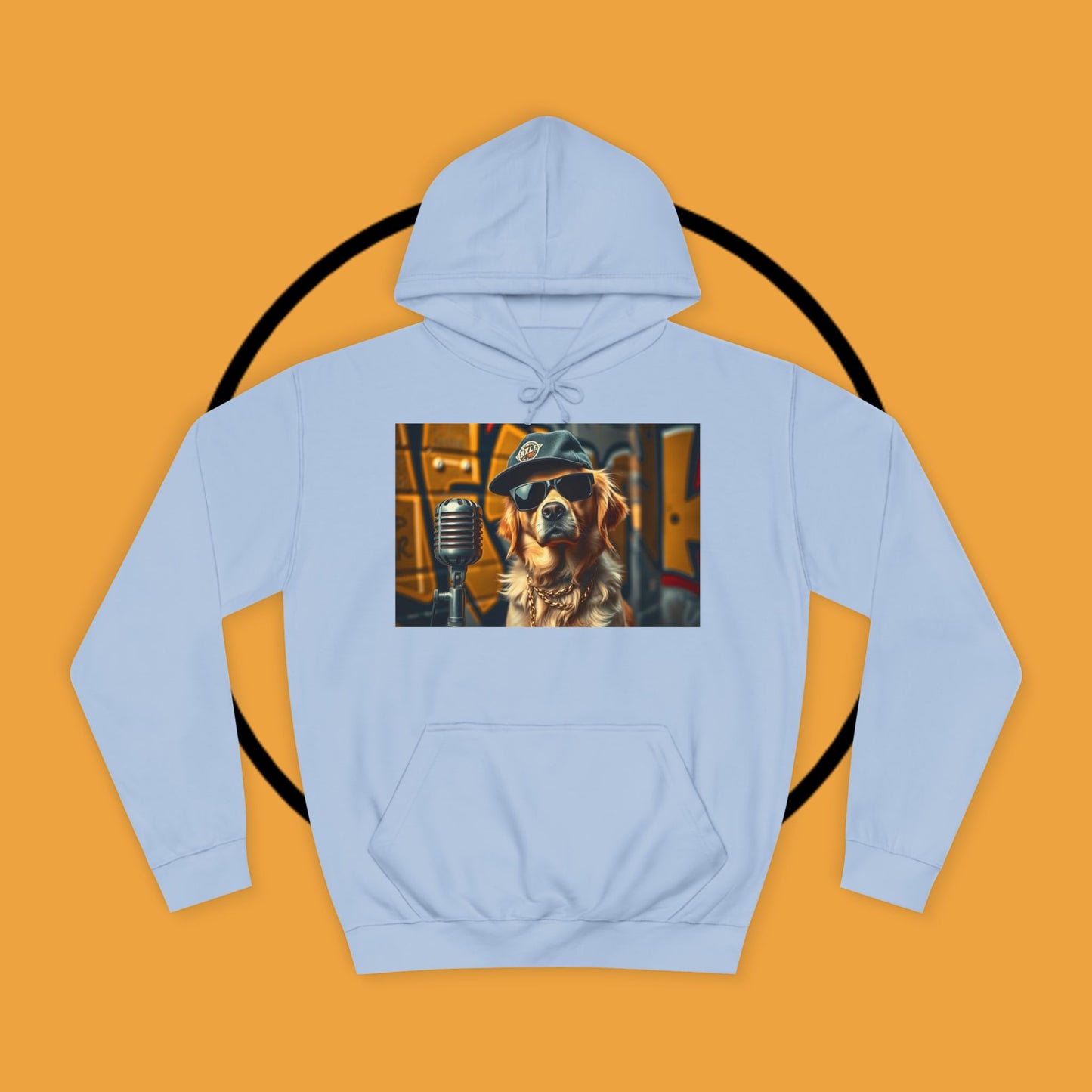 Hip Hop Hound - Cool Dog Rapper with Microphone - Rapper Dog Hoodie: Street Style Icon with Retro Vibes - Unisex Hoodie