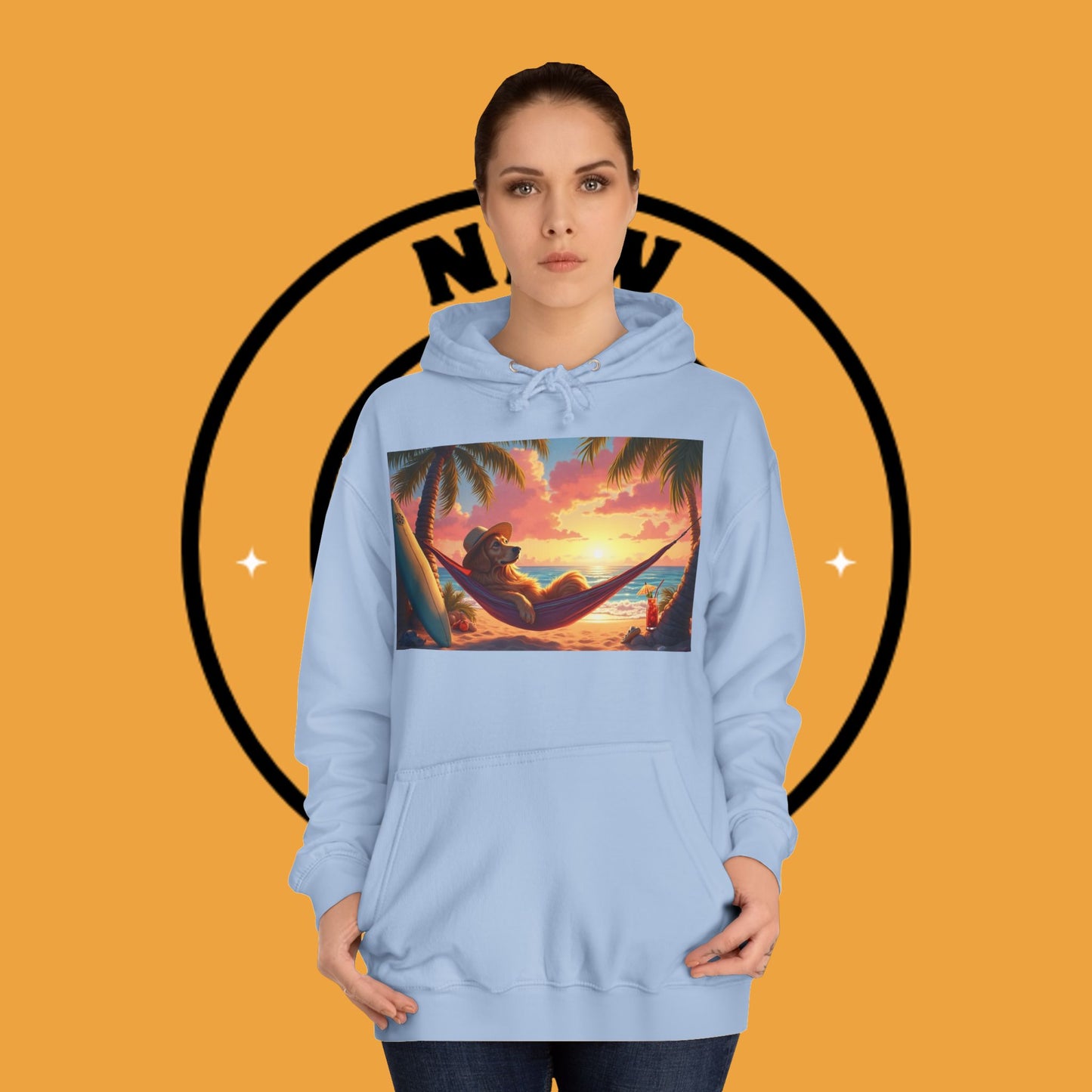 Beachside Bliss Golden Retriever Hammock Hoodie - Unisex Hoodies