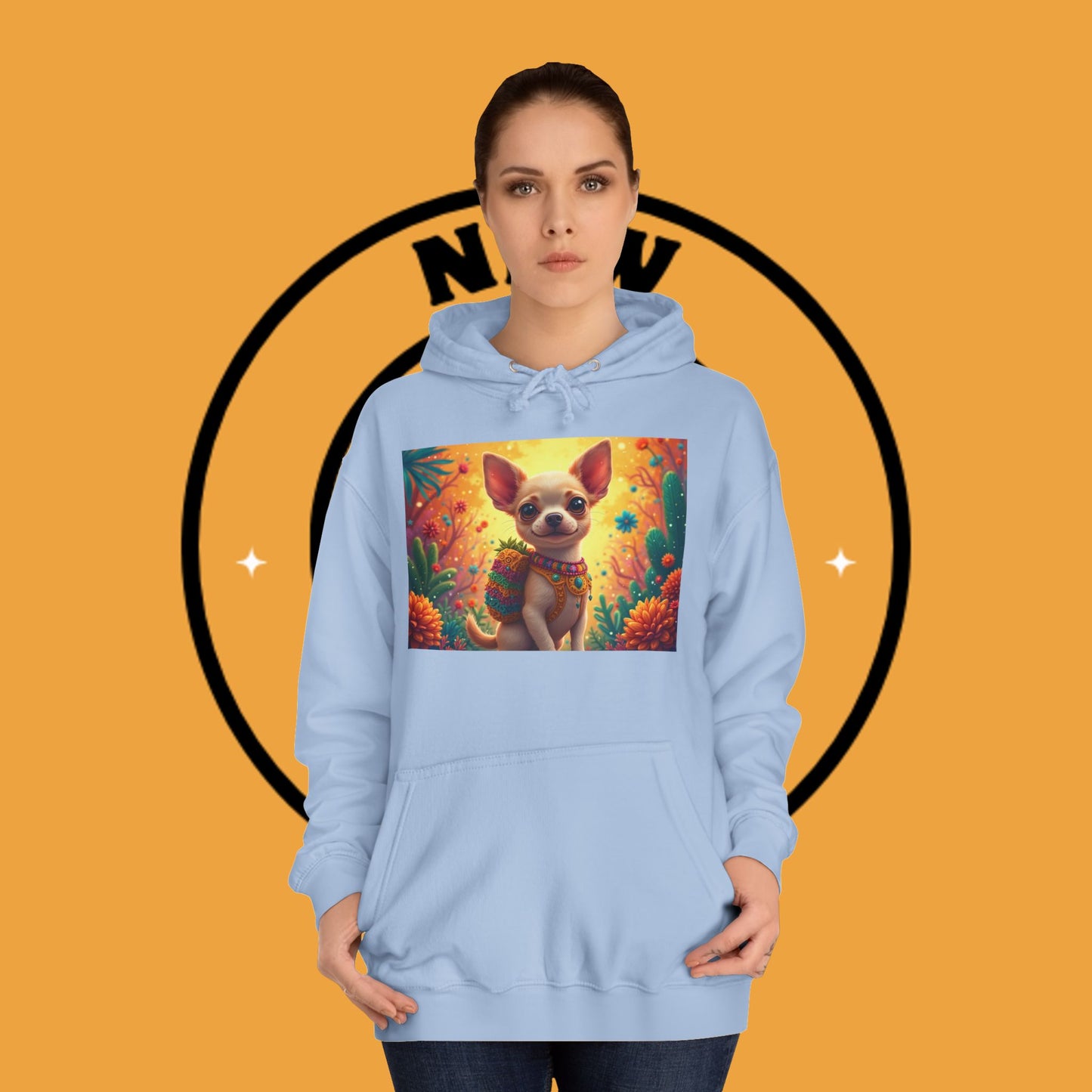 "Mexican Fiesta Chihuahua Hoodie | Day of Dead Dog Art | Colorful Desert Cactus Design | Cinco de Mayo Gift"