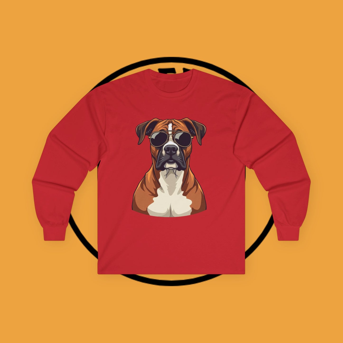Cool Boxer Dog with Sunglasses Long Sleeve T-Shirt - Funny Aviator Style Design