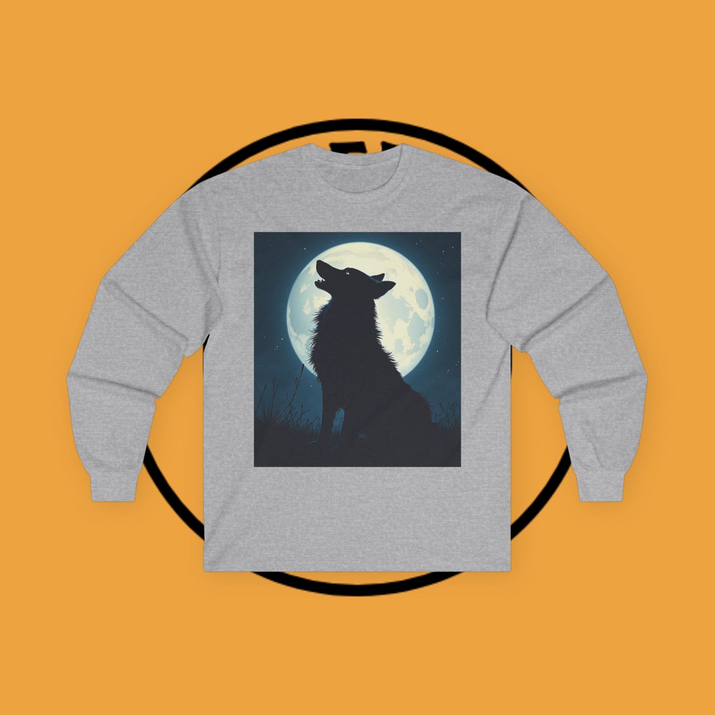 Moonlight Border Collie Long Sleeve Tee - Howling Dog Silhouette Shirt | Mystical Pet Apparel
