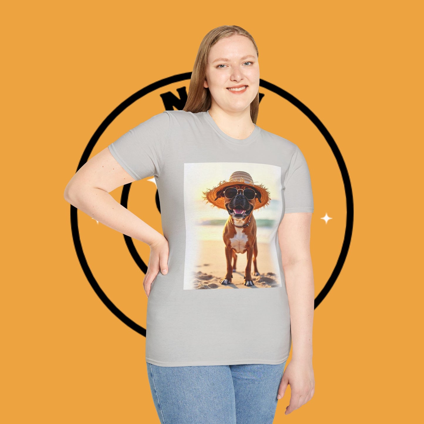 "Vacation Boxer Beach Vibes" Premium Summer T-Shirt / Beach Boxer Dog T-Shirt - Vacation Vibes Summer Pup Tee