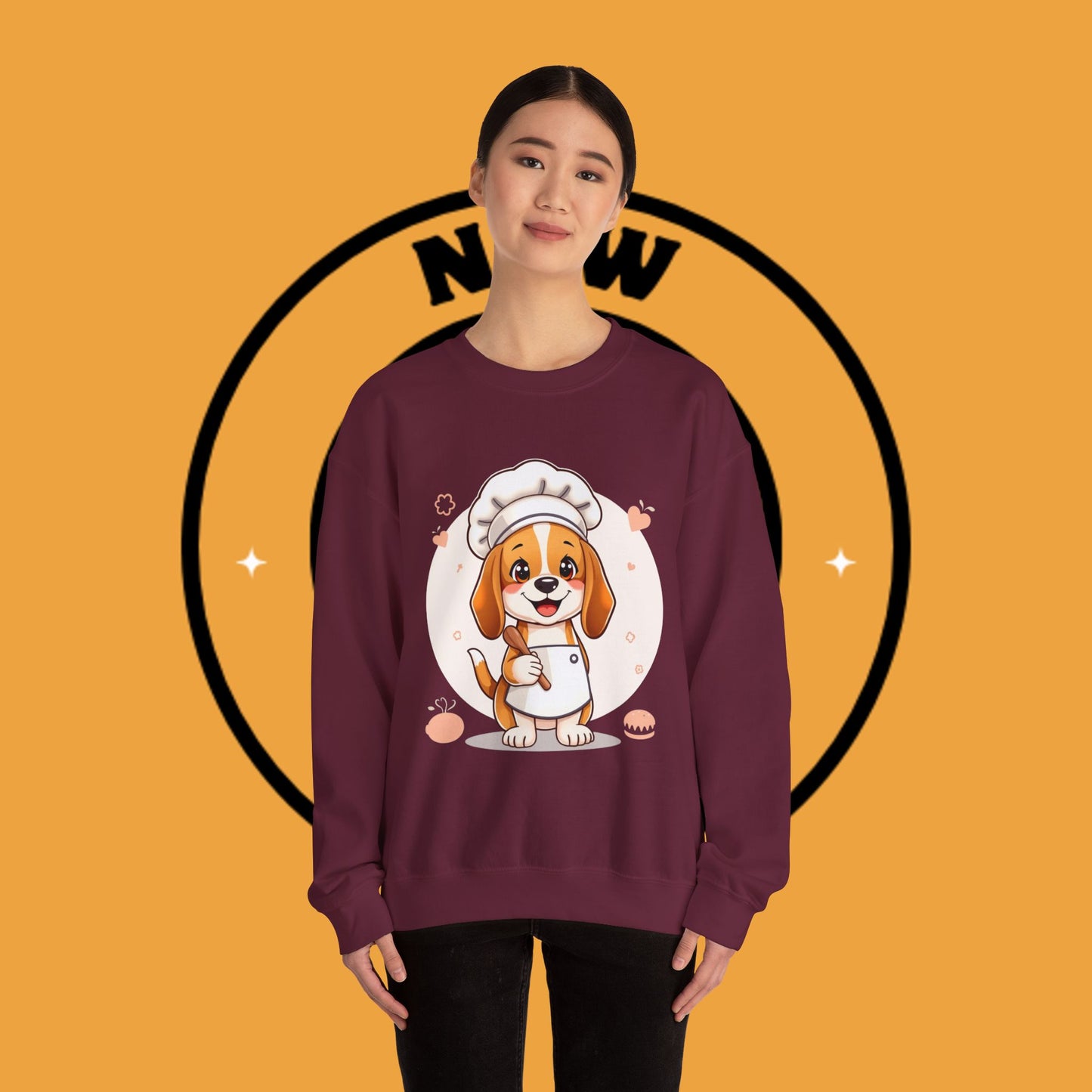Chef Dog Crewneck Sweatshirt - Kawaii Beagle Design with Chef Hat
