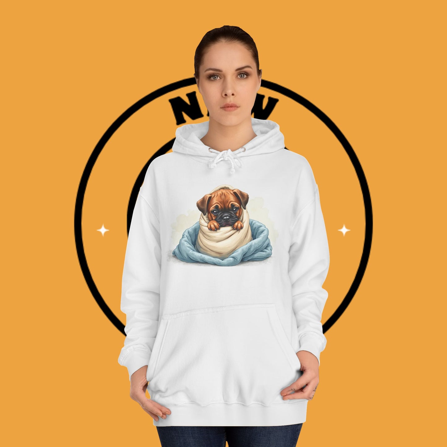 Cozy Boxer Puppy in Blanket Hoodie | Cute Dog Comfort Wear | Lazy Day Pet Apparel | Snuggle Vibes
