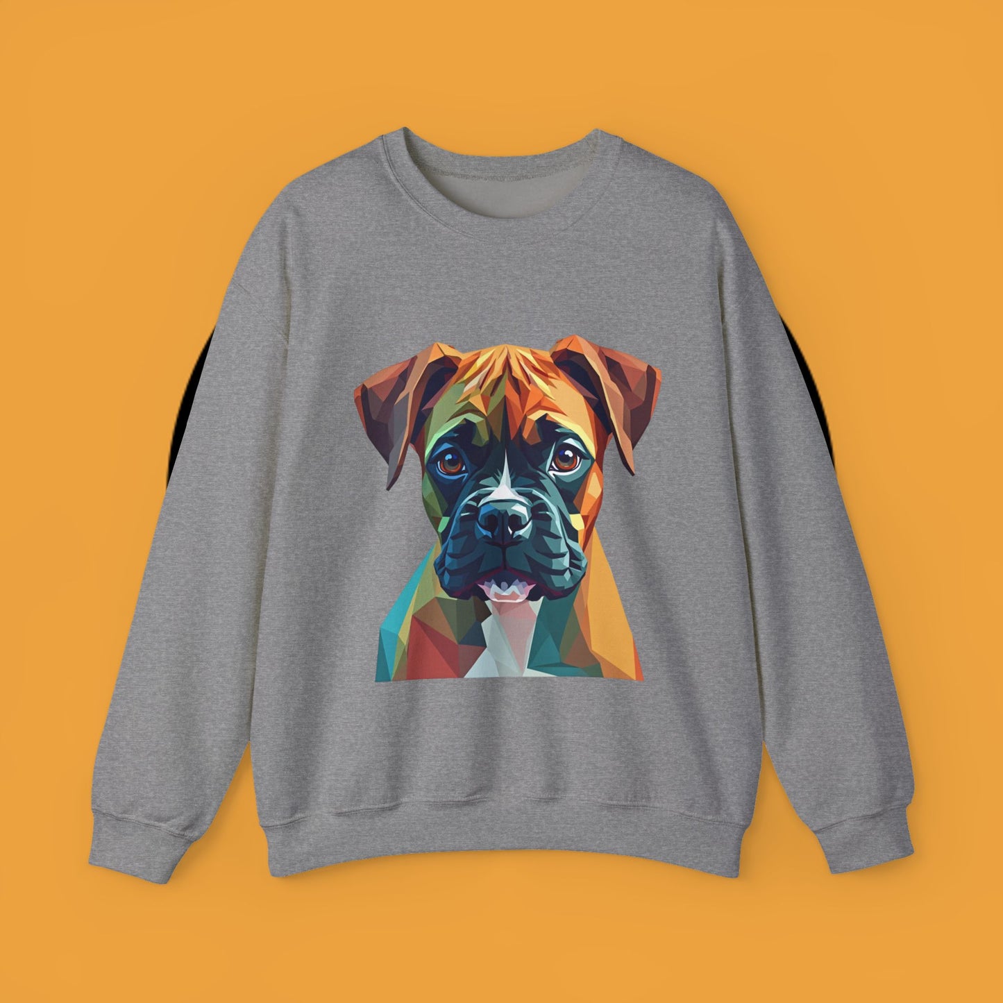 Geometric Boxer Dog Crewneck Sweatshirt - Polygon Art Pet Portrait - Modern Design Lover Gift