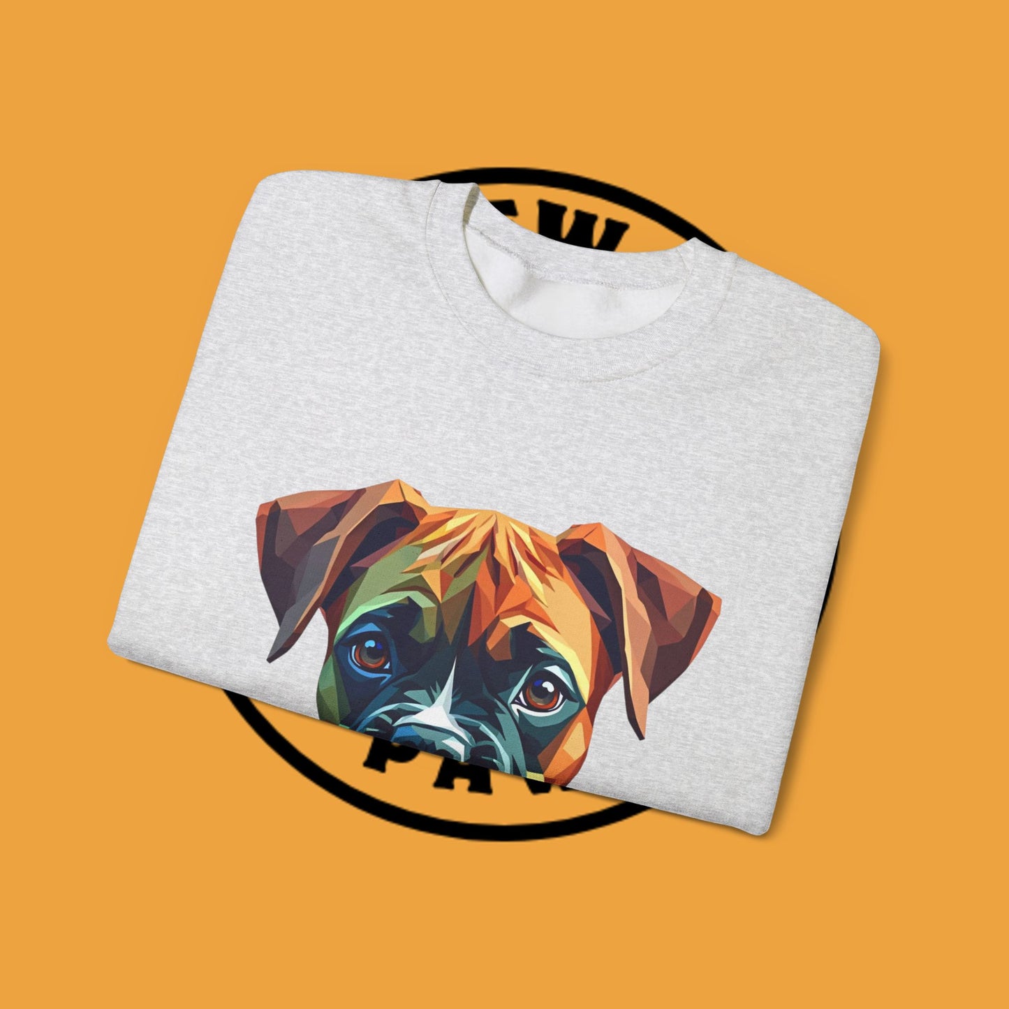 Geometric Boxer Dog Crewneck Sweatshirt - Polygon Art Pet Portrait - Modern Design Lover Gift