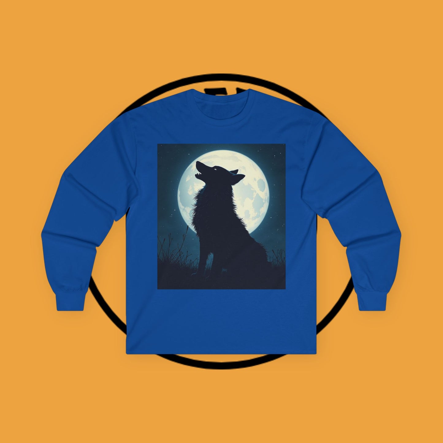 Moonlight Border Collie Long Sleeve Tee - Howling Dog Silhouette Shirt | Mystical Pet Apparel