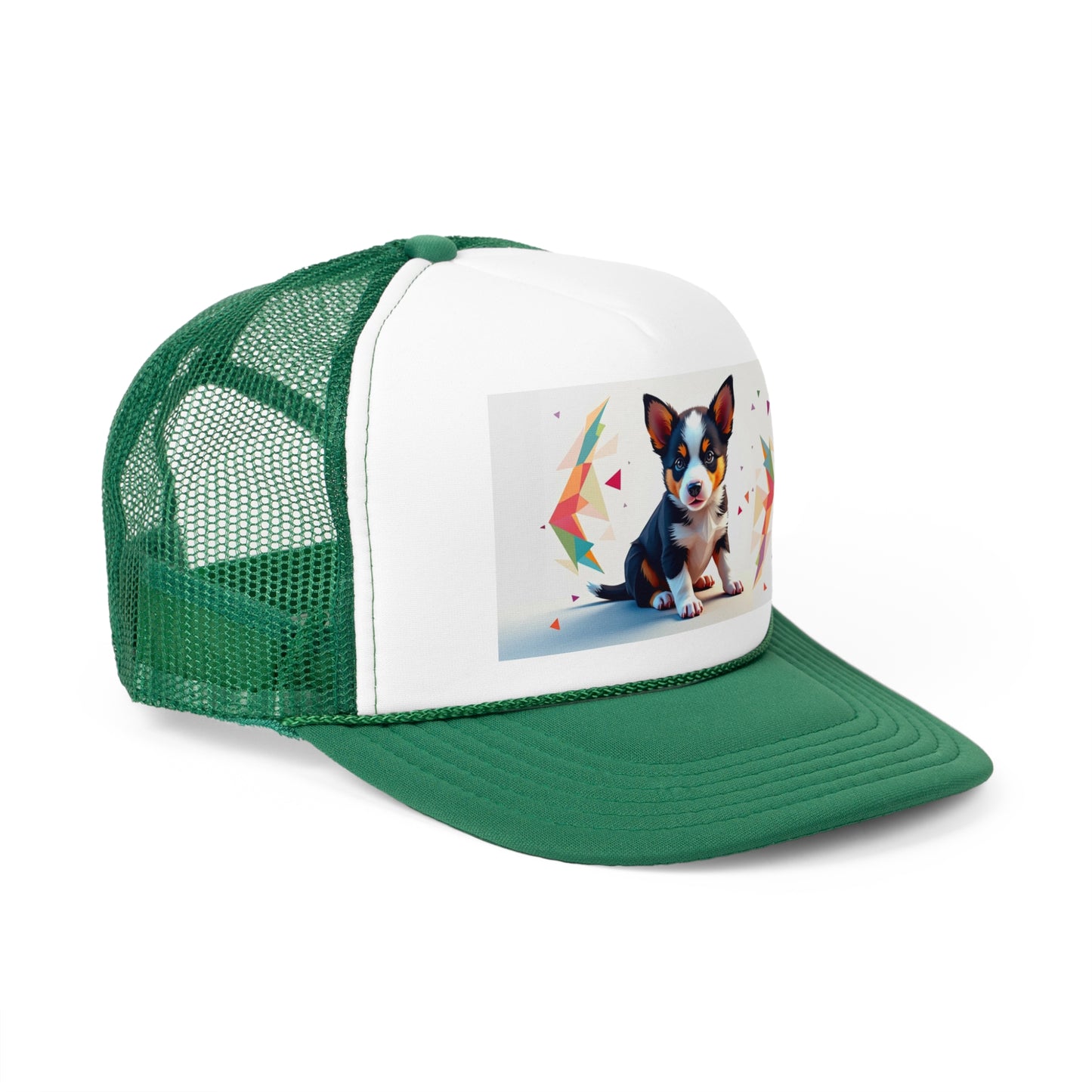 Geometric Puppy Trucker Hat - Modern Art Dog Cap - Abstract Design Baseball Hat