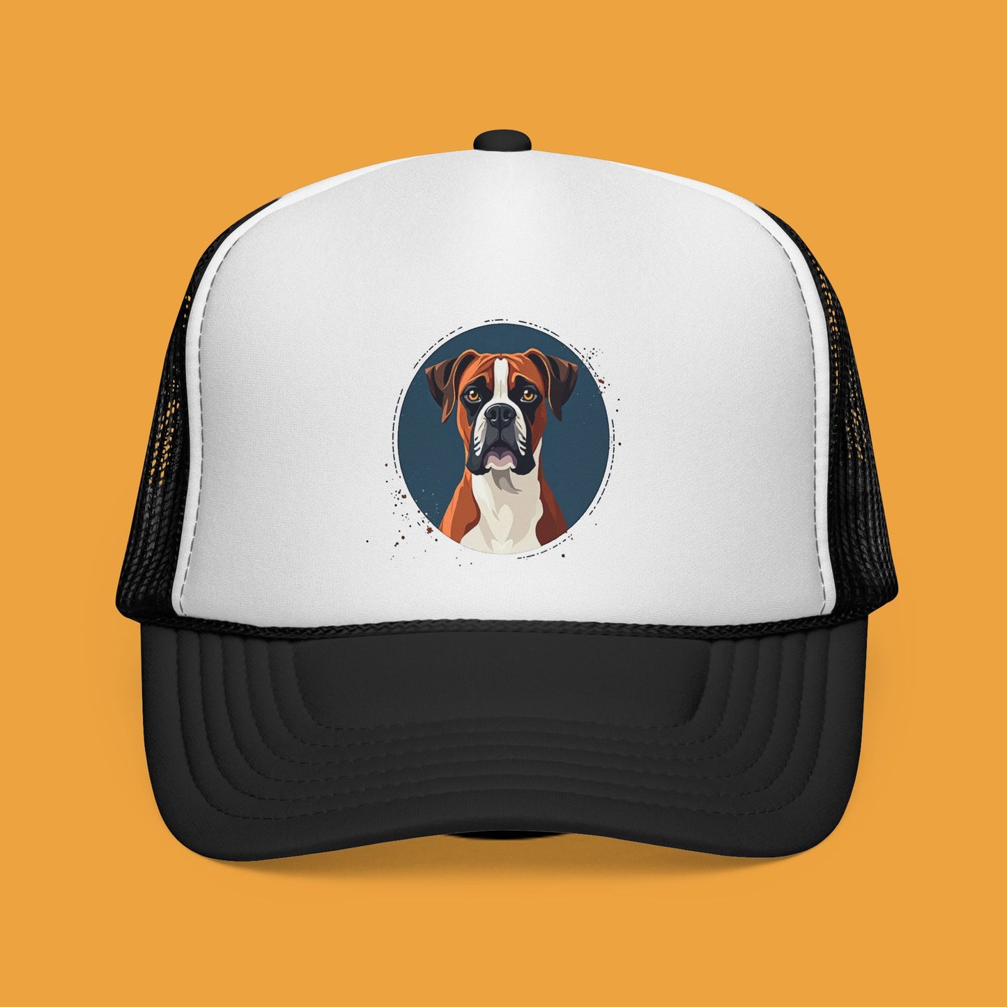 Premium Boxer Dog Trucker Hat - Artistic Pet Portrait Cap