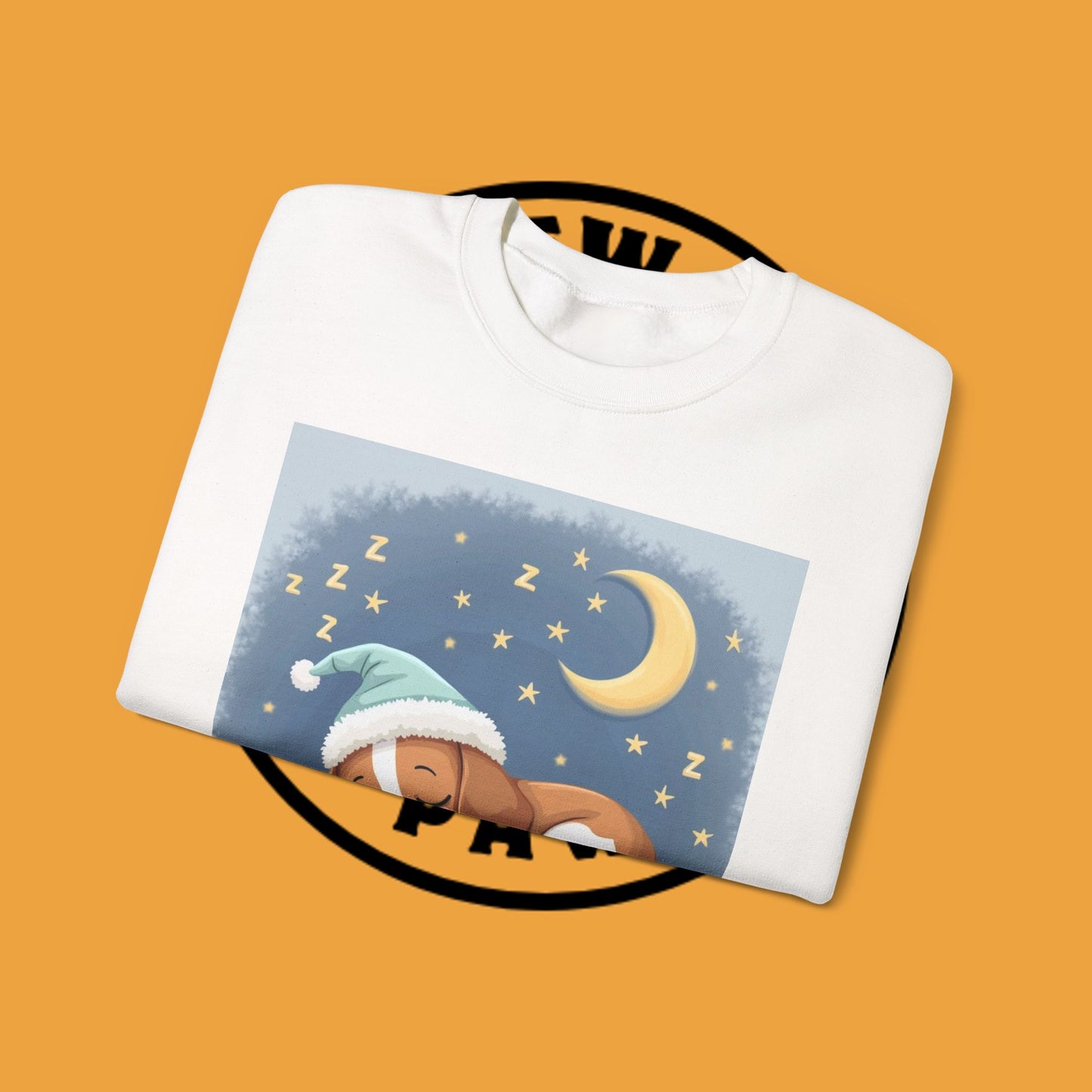 Sleeping Dog Crewneck Sweatshirt - Cute Beagle Design with Moon and Stars